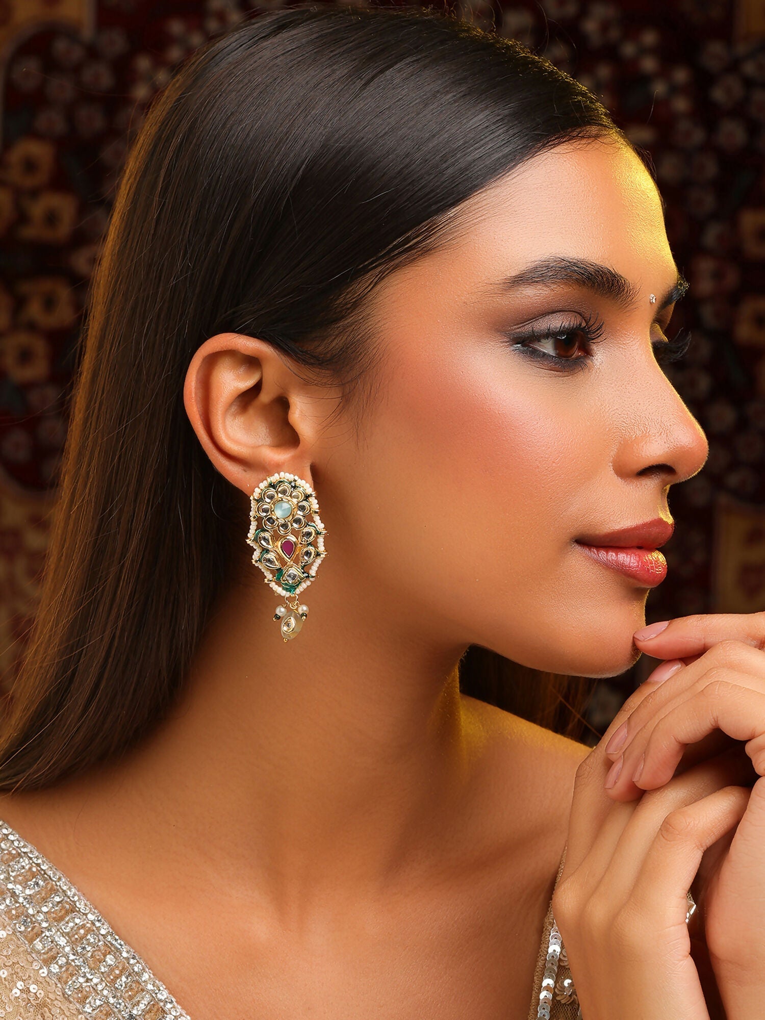 Ruby Raang Chand Earrings