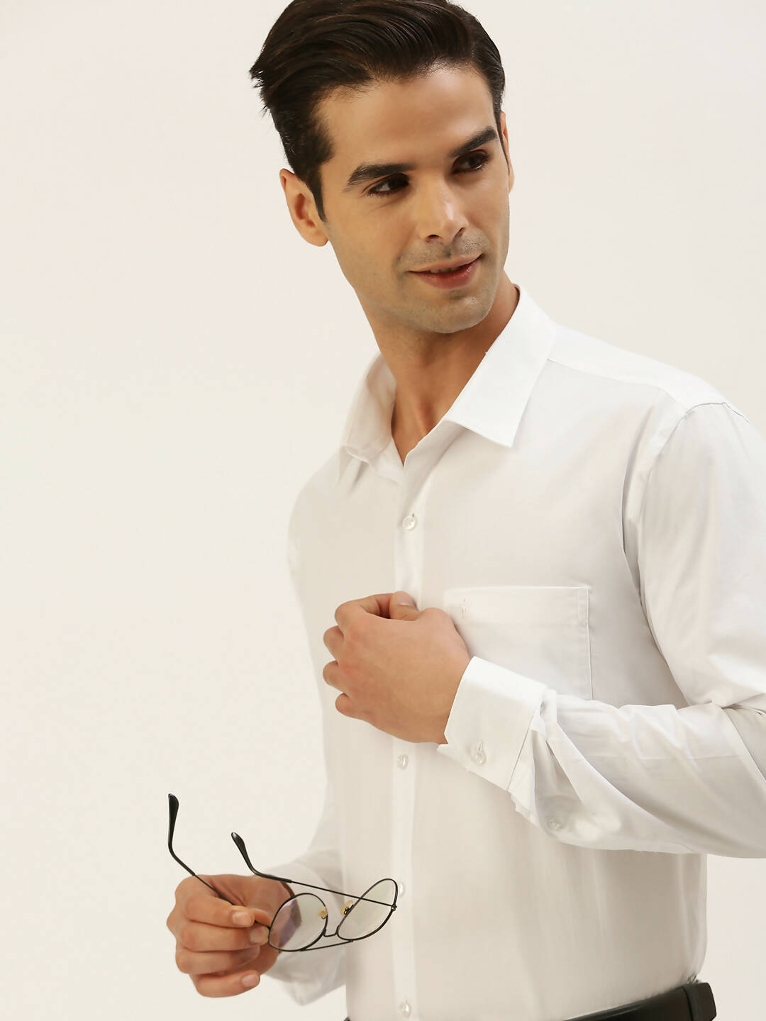 Ramraj Cotton Mens Full Sleeve Formal 100 % Cotton White Shirt 