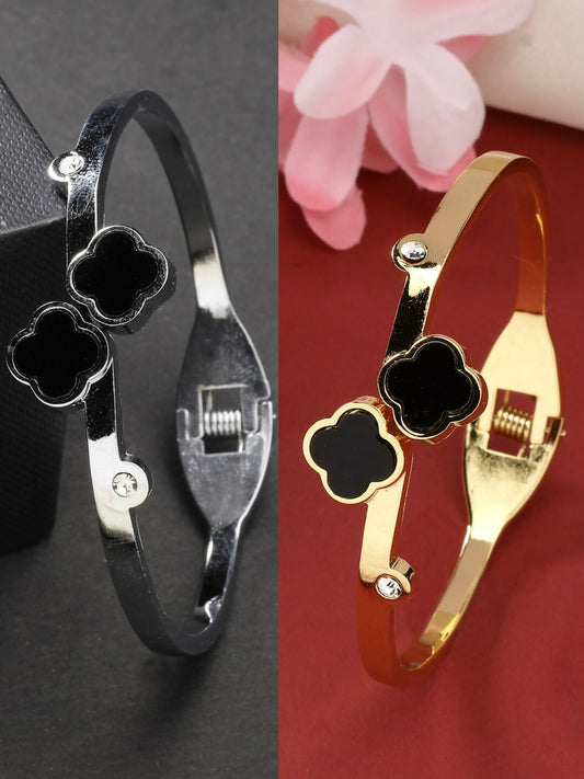 NVR Women's Set of 2 Gold & Silver Cuff Bracelet | Grab2Buy