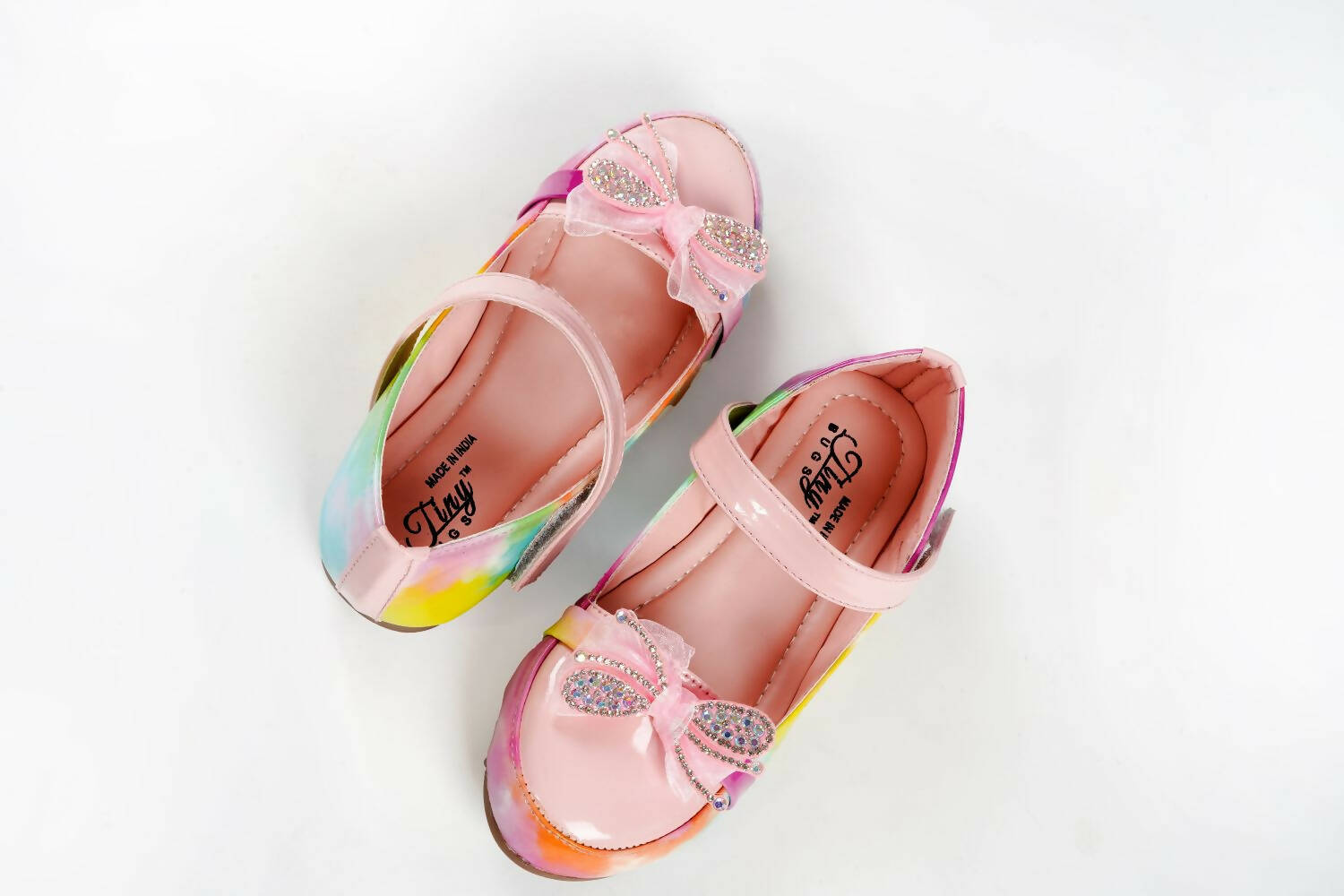 Tiny Bugs Girls Party Wear Velcro Ballerinas - Pink  Grab2Buy Tiny Bugs Grab2Buy