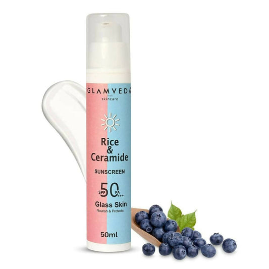 Glamveda Korean Glass Skin Rice & Ceramide Dewy Sunscreen Spf 50 Pa+++