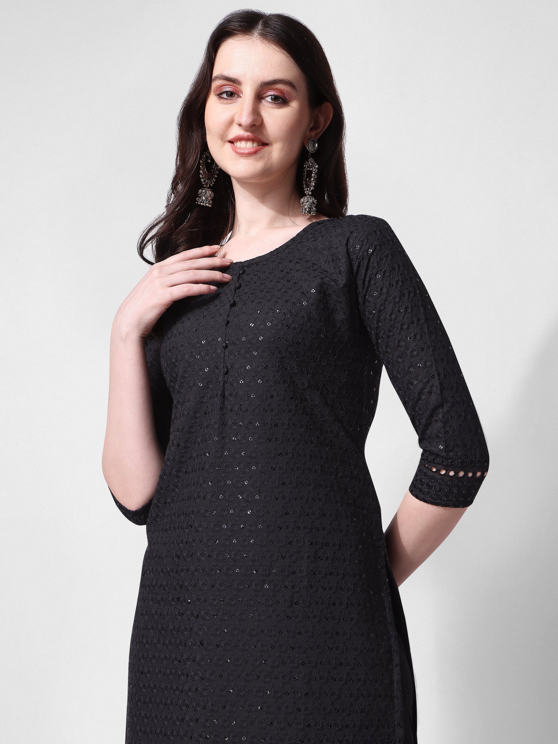 Embroidered Kurta With Pant, Multicolor - Hiral Fashion