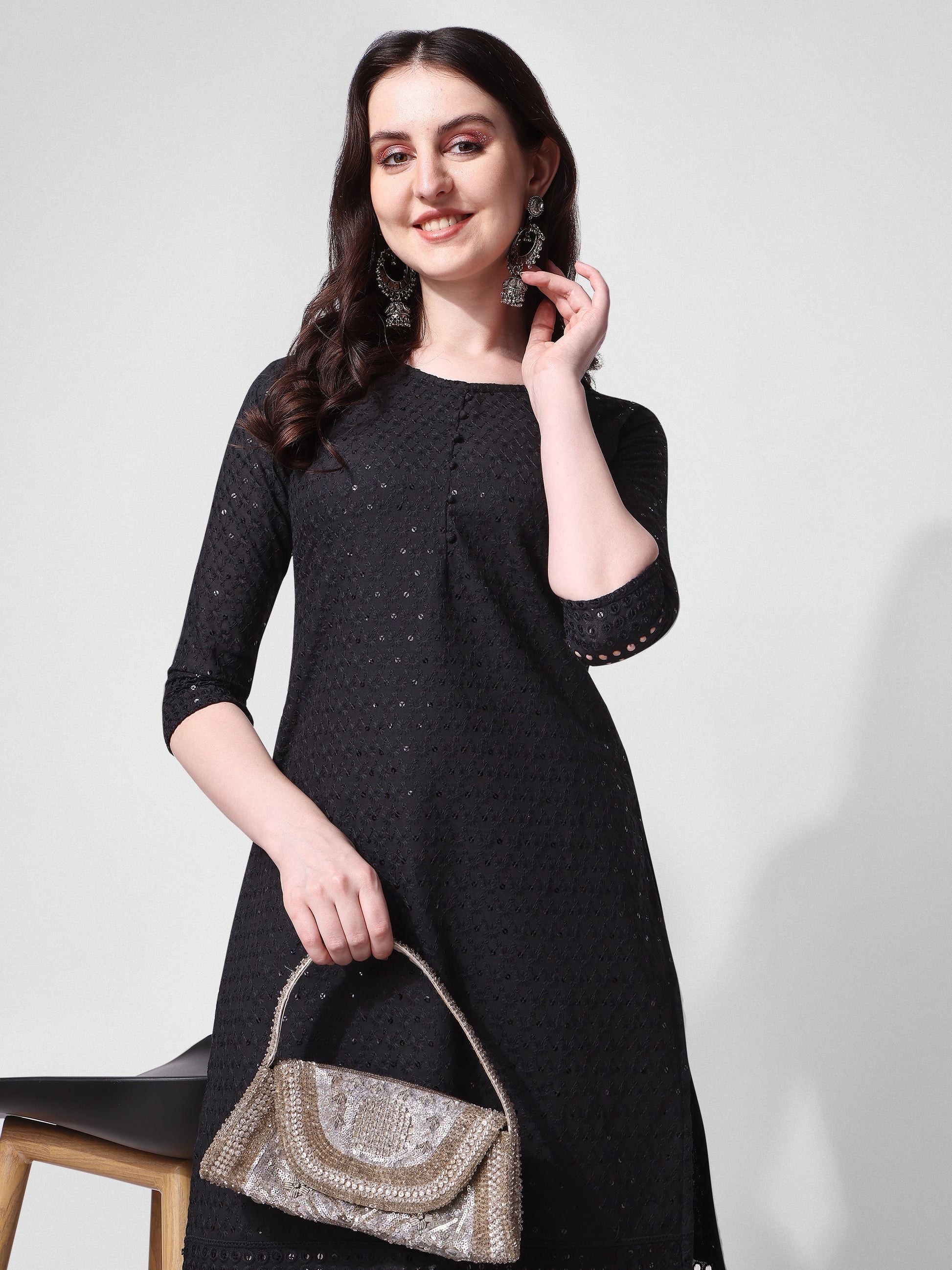 Embroidered Kurta With Pant, Multicolor - Hiral Fashion