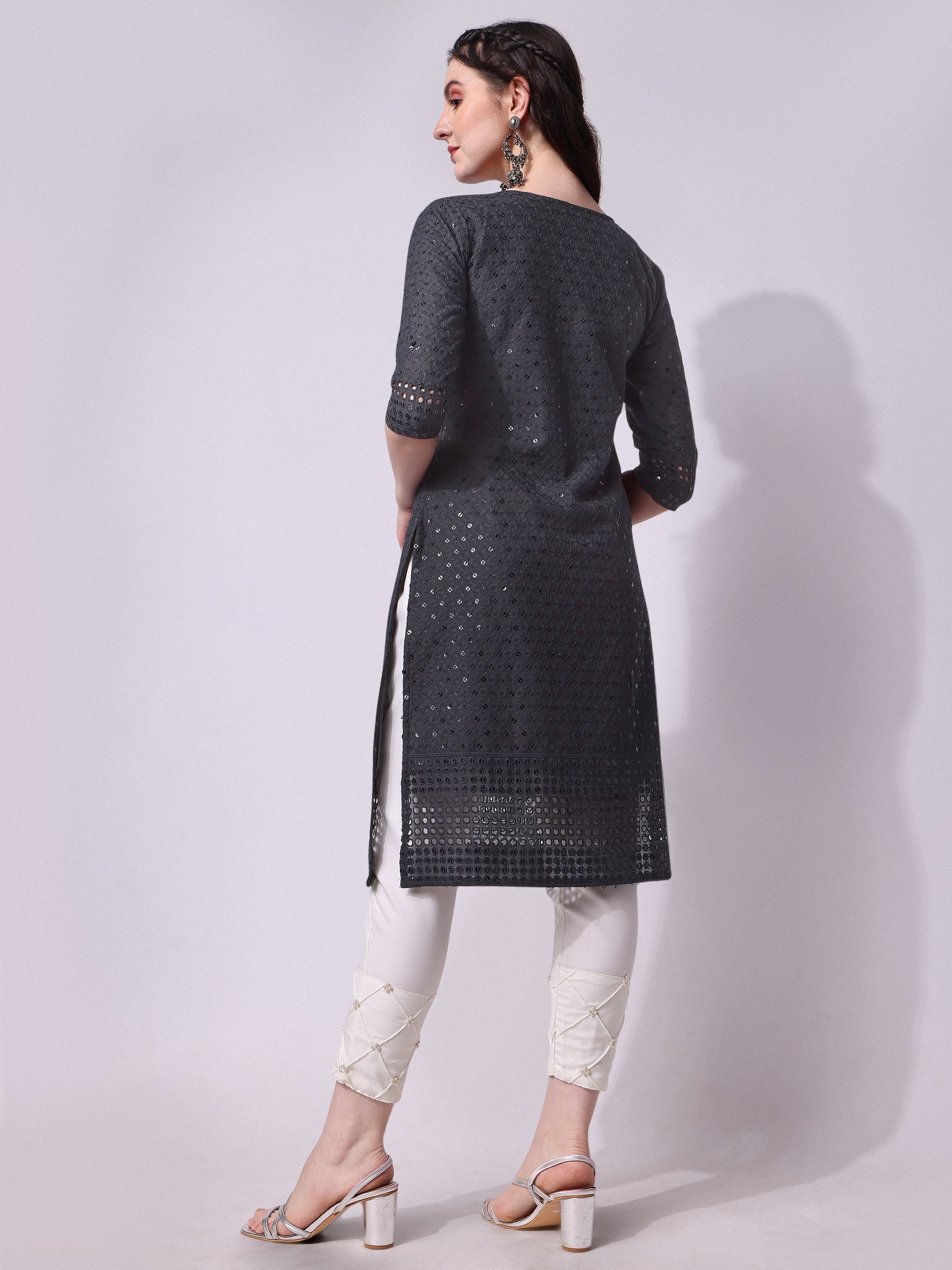 Embroidered Kurta With Pant, Multicolor - Hiral Fashion