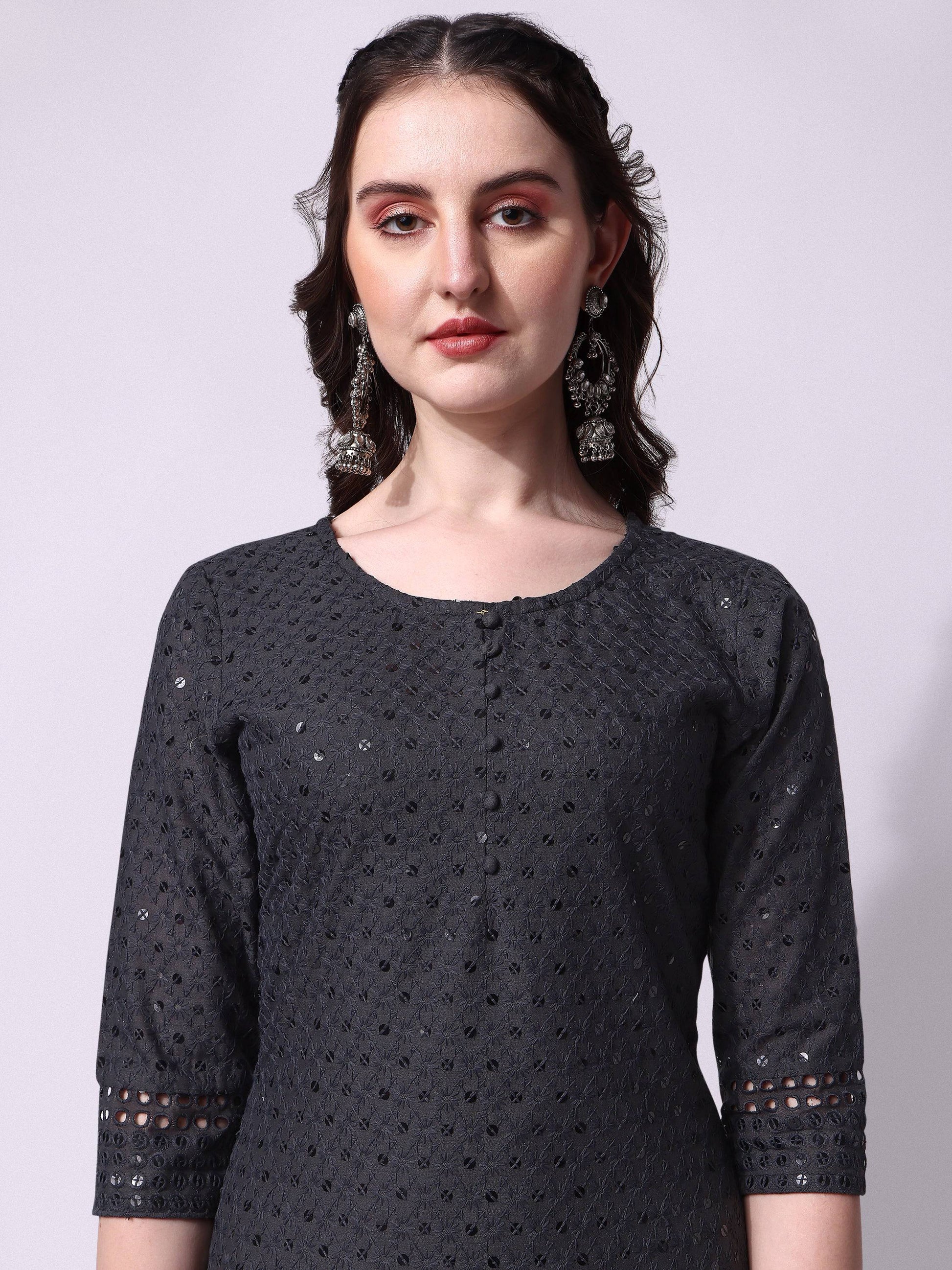 Embroidered Kurta With Pant, Multicolor - Hiral Fashion