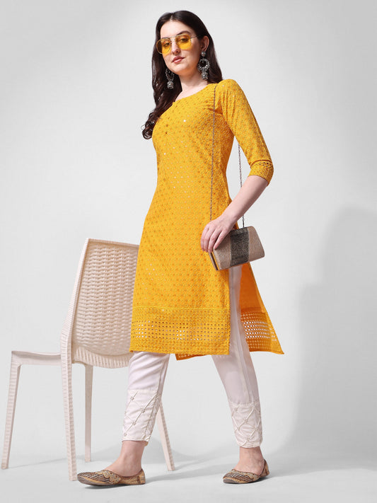 Embroidered Kurta With Pant, Multicolor - Hiral Fashion
