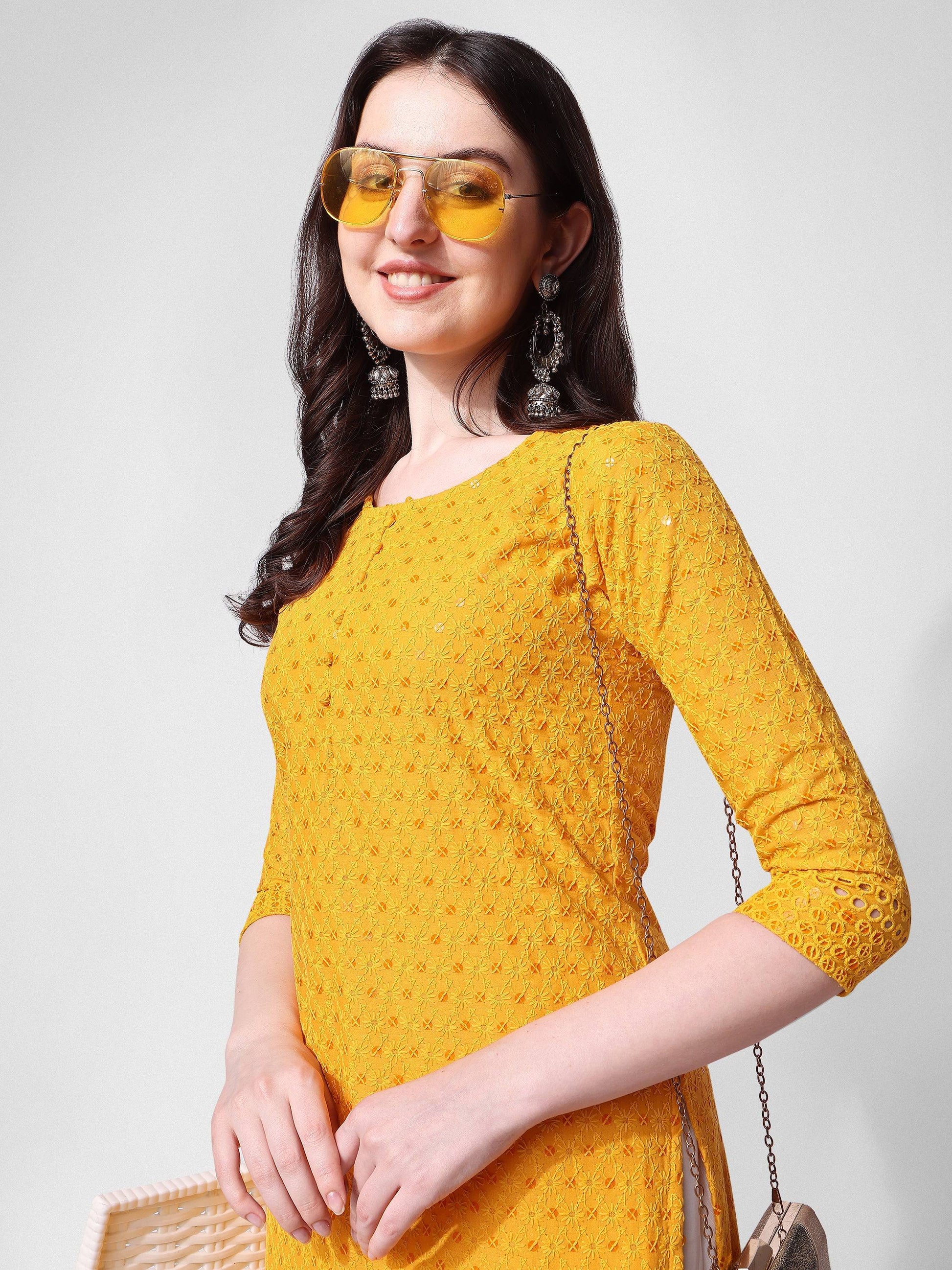 Embroidered Kurta With Pant, Multicolor - Hiral Fashion