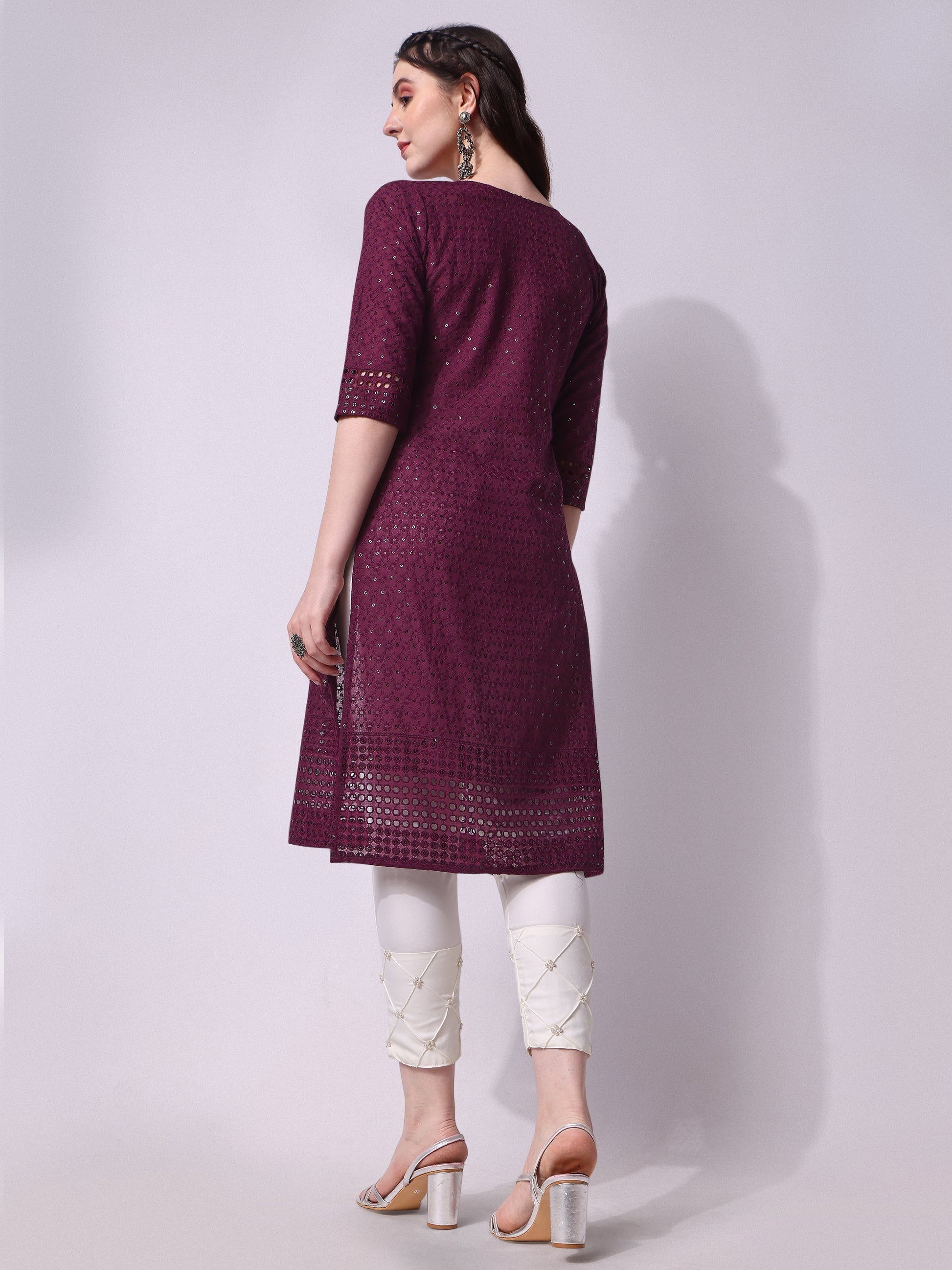 Embroidered Kurta With Pant, Multicolor - Hiral Fashion