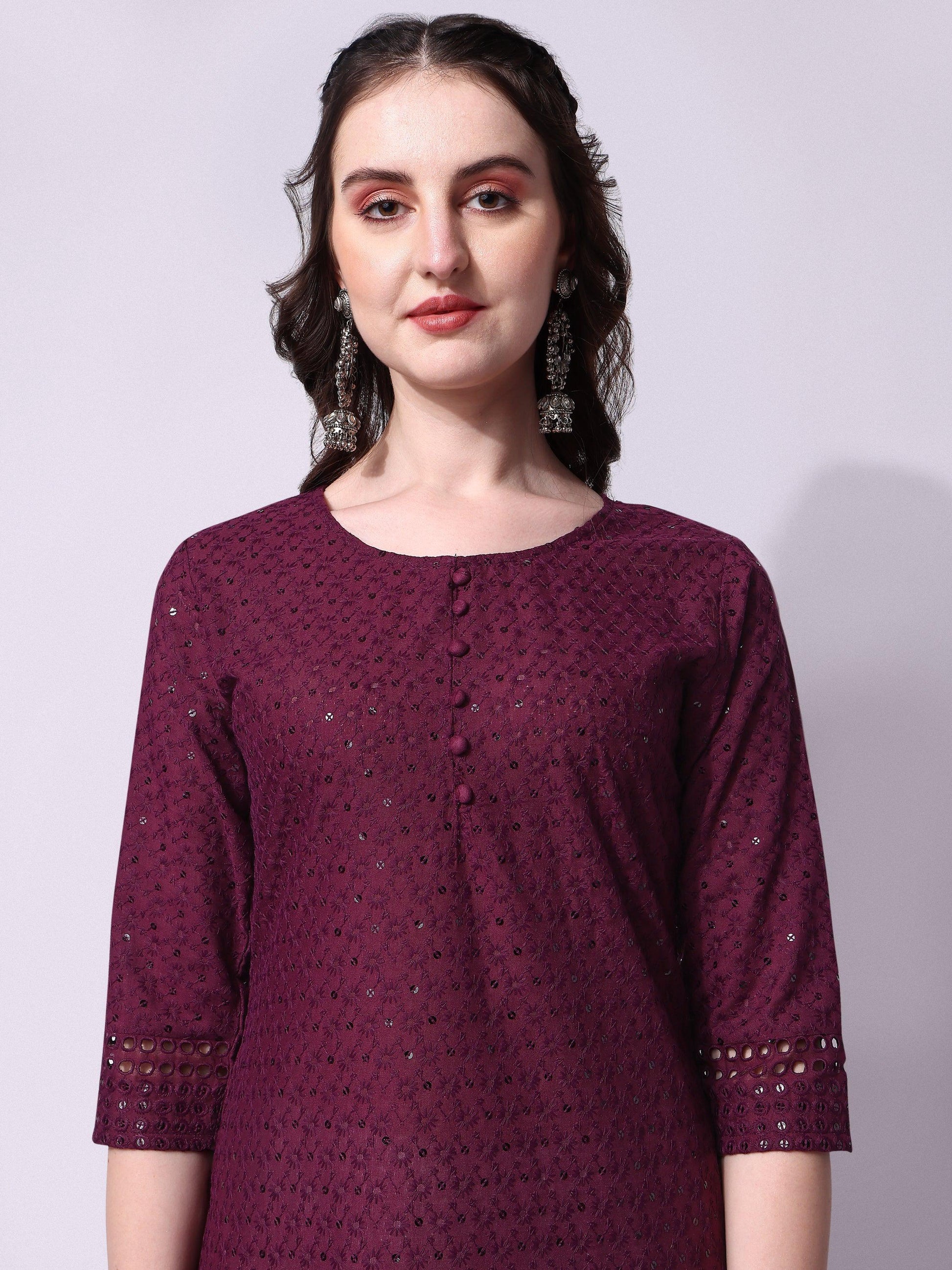 Embroidered Kurta With Pant, Multicolor - Hiral Fashion
