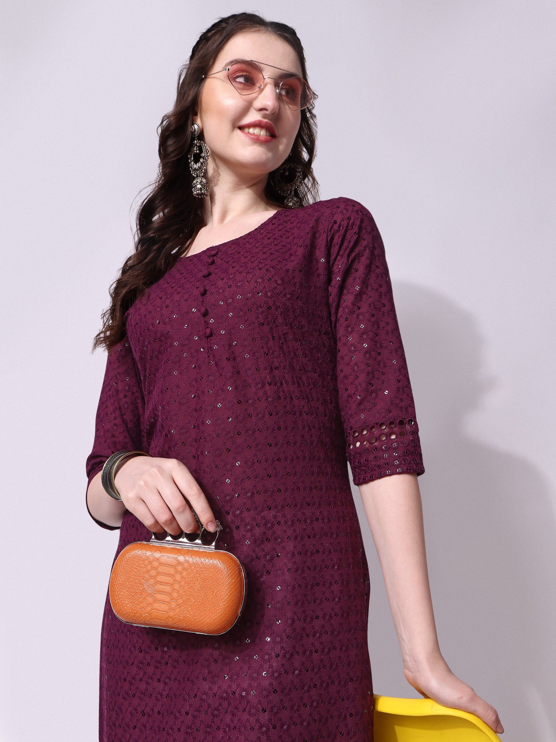 Embroidered Kurta With Pant, Multicolor - Hiral Fashion