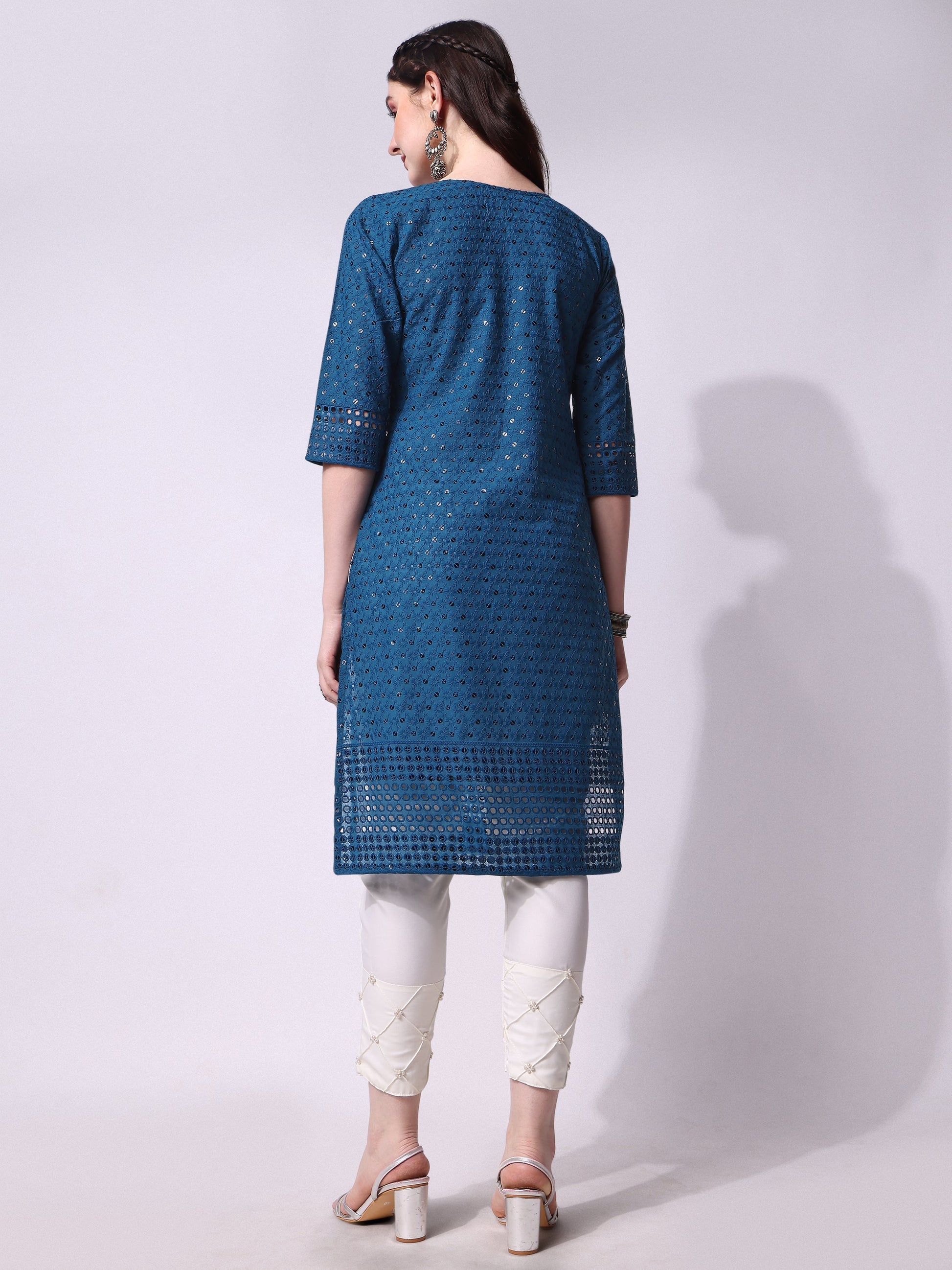 Embroidered Kurta With Pant, Multicolor - Hiral Fashion