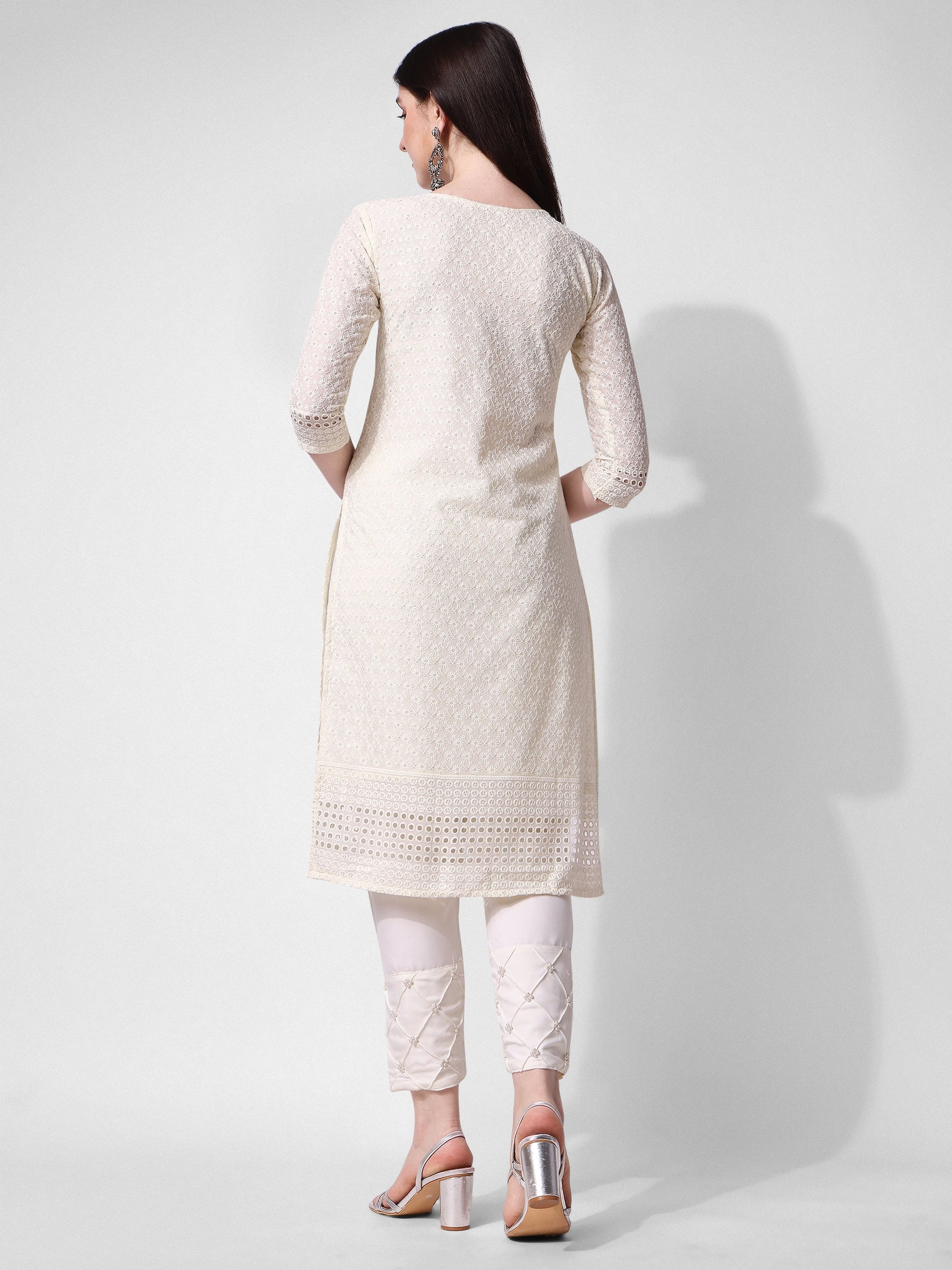 Embroidered Kurta With Pant, Multicolor - Hiral Fashion