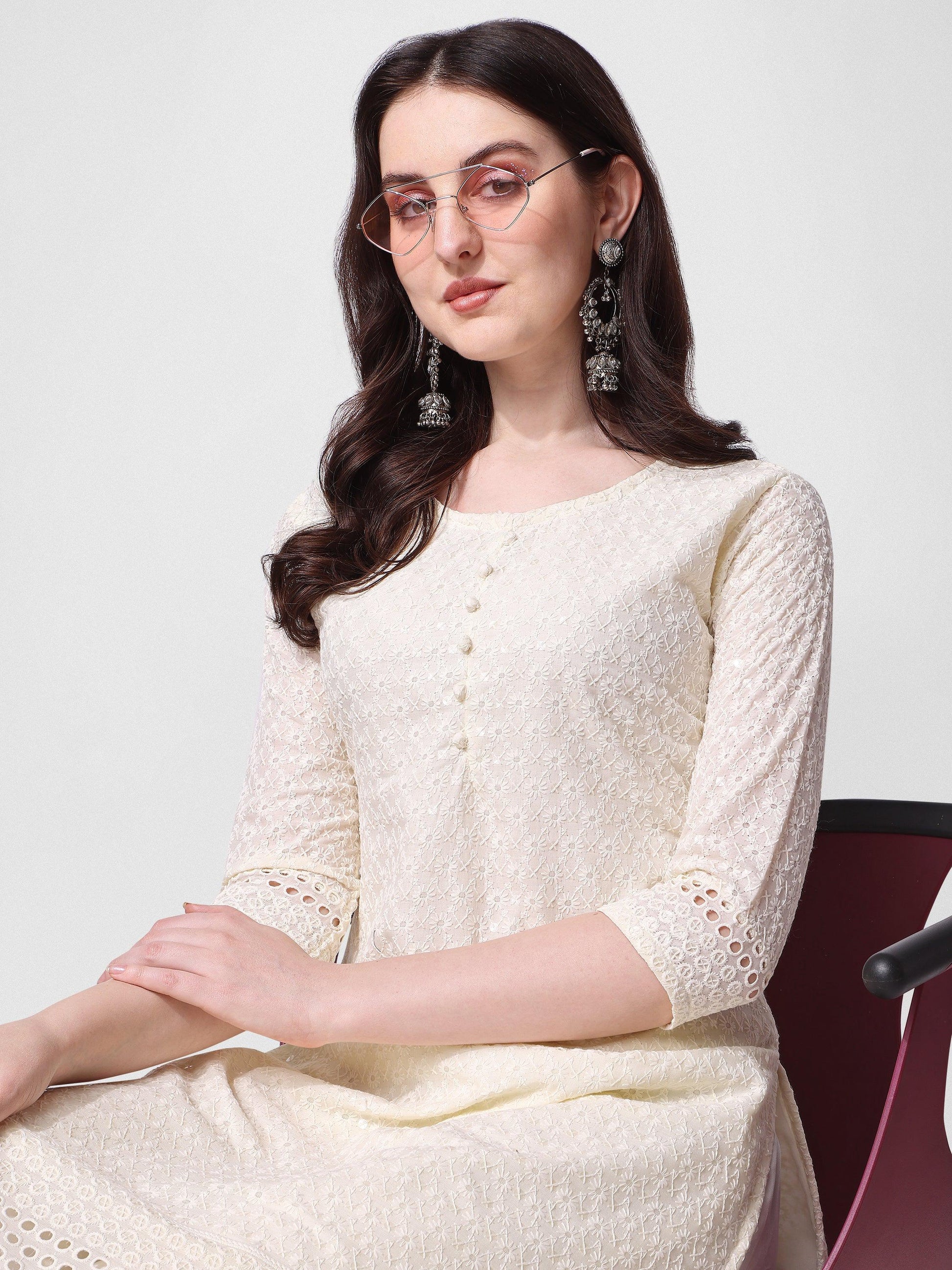 Embroidered Kurta With Pant, Multicolor - Hiral Fashion