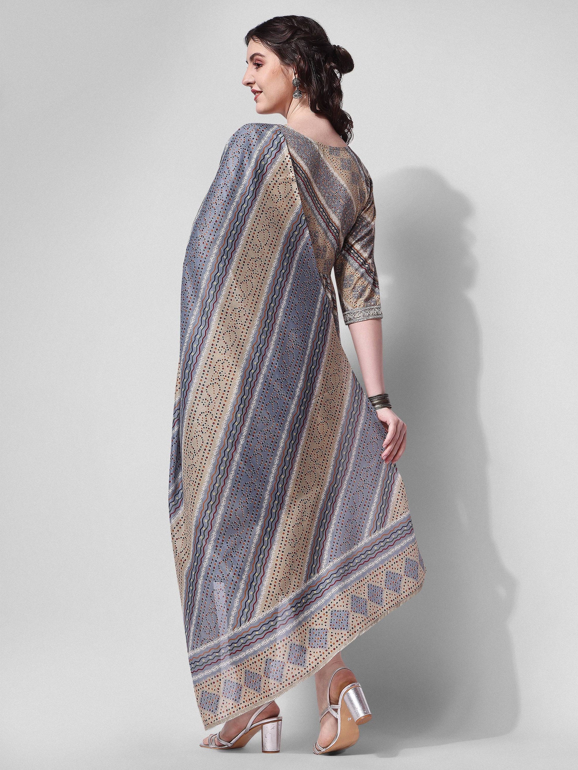 Nayra Cut Embroidered Kurta With Pant And Dupatta Set, Multicolor - Hiral Fashion