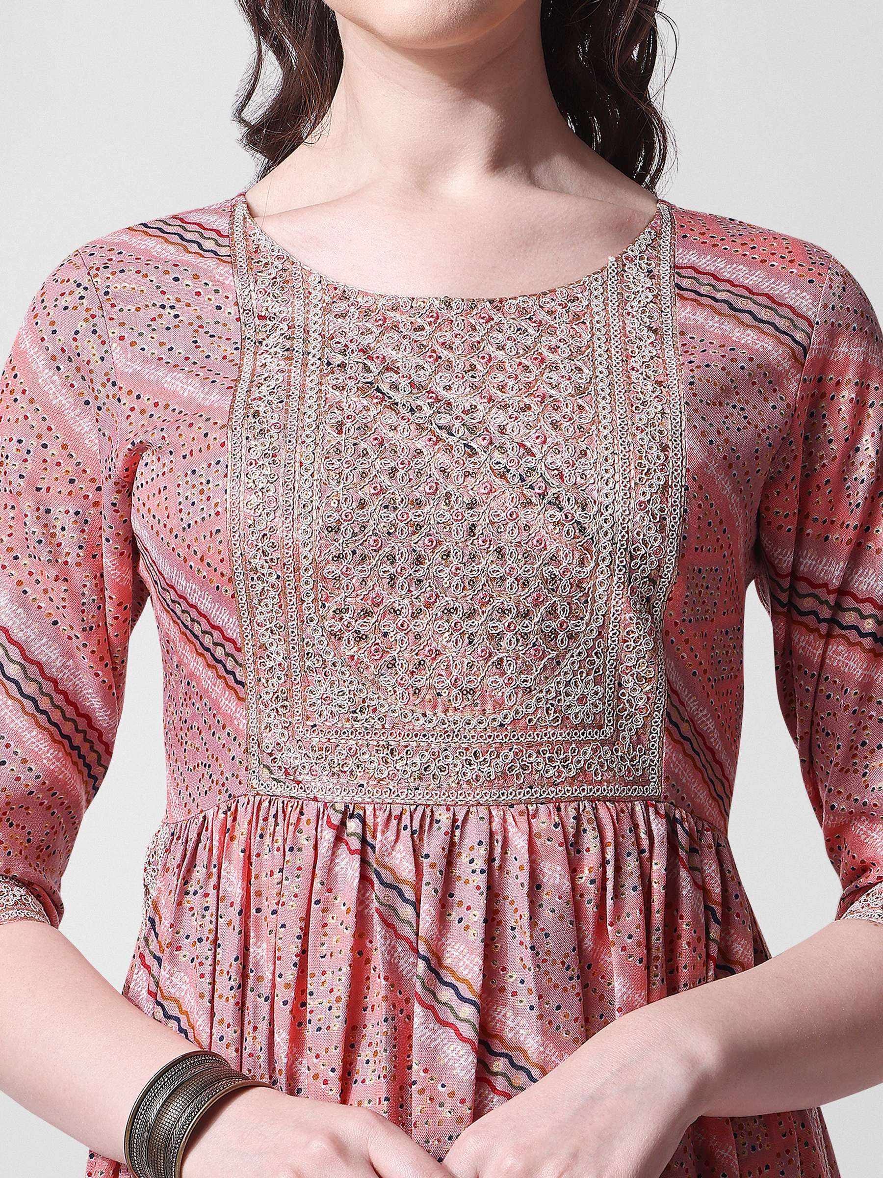 Nayra Cut Embroidered Kurta With Pant And Dupatta Set, Multicolor - Hiral Fashion