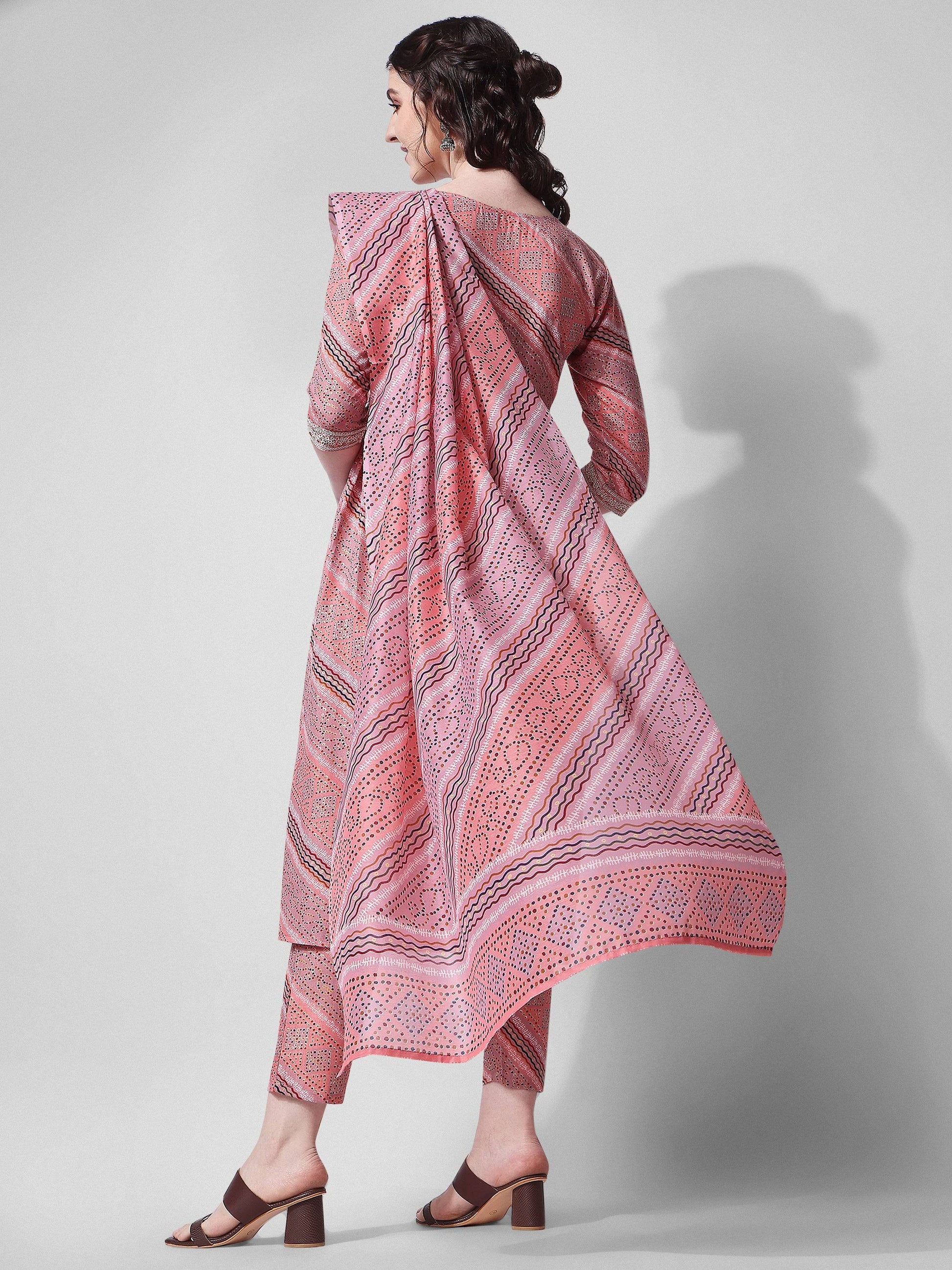 Nayra Cut Embroidered Kurta With Pant And Dupatta Set, Multicolor - Hiral Fashion