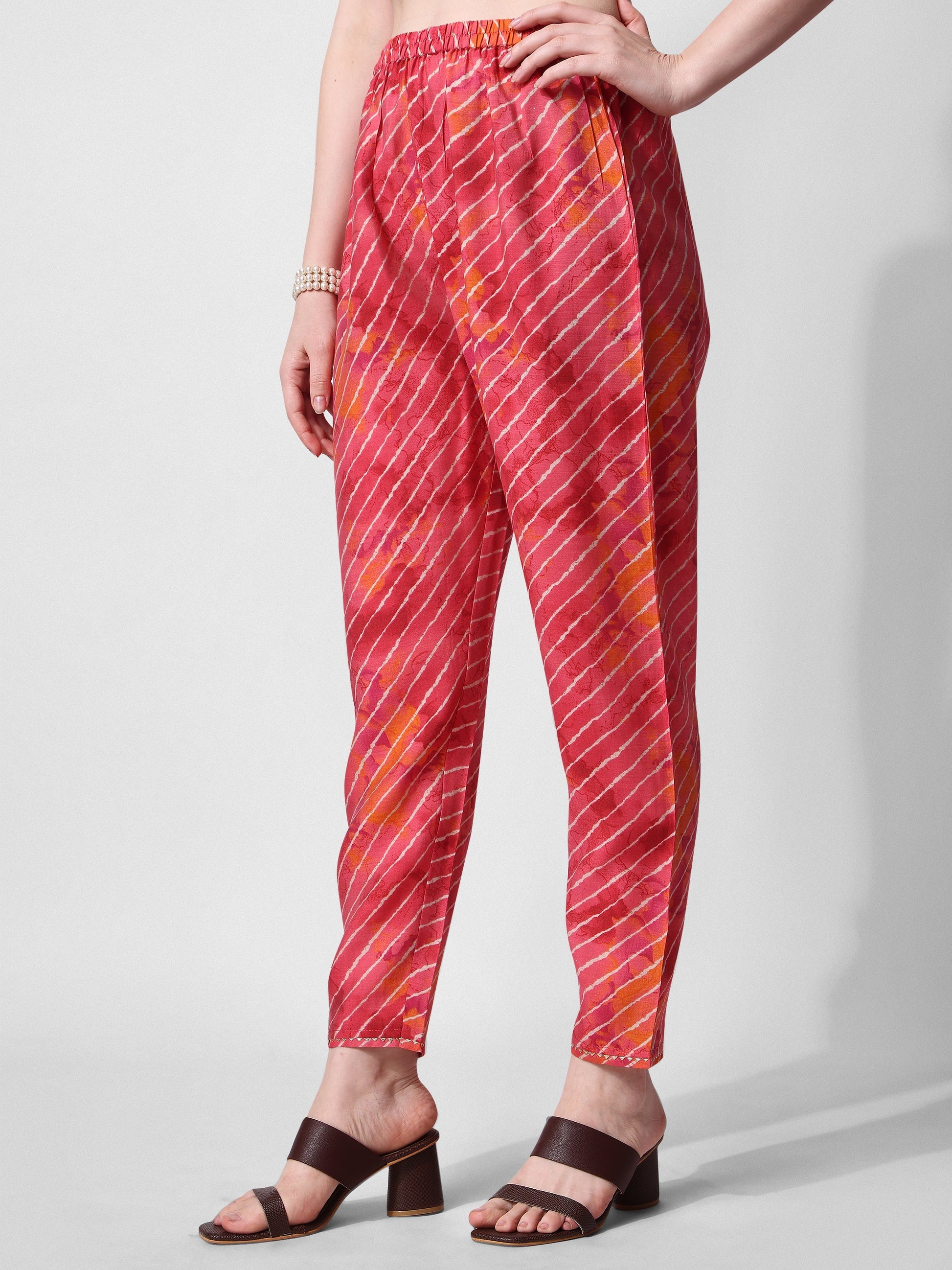 Printed & Embroidered Kurta With Pant & Dupatta Set, Multicolor - Hiral Fashion