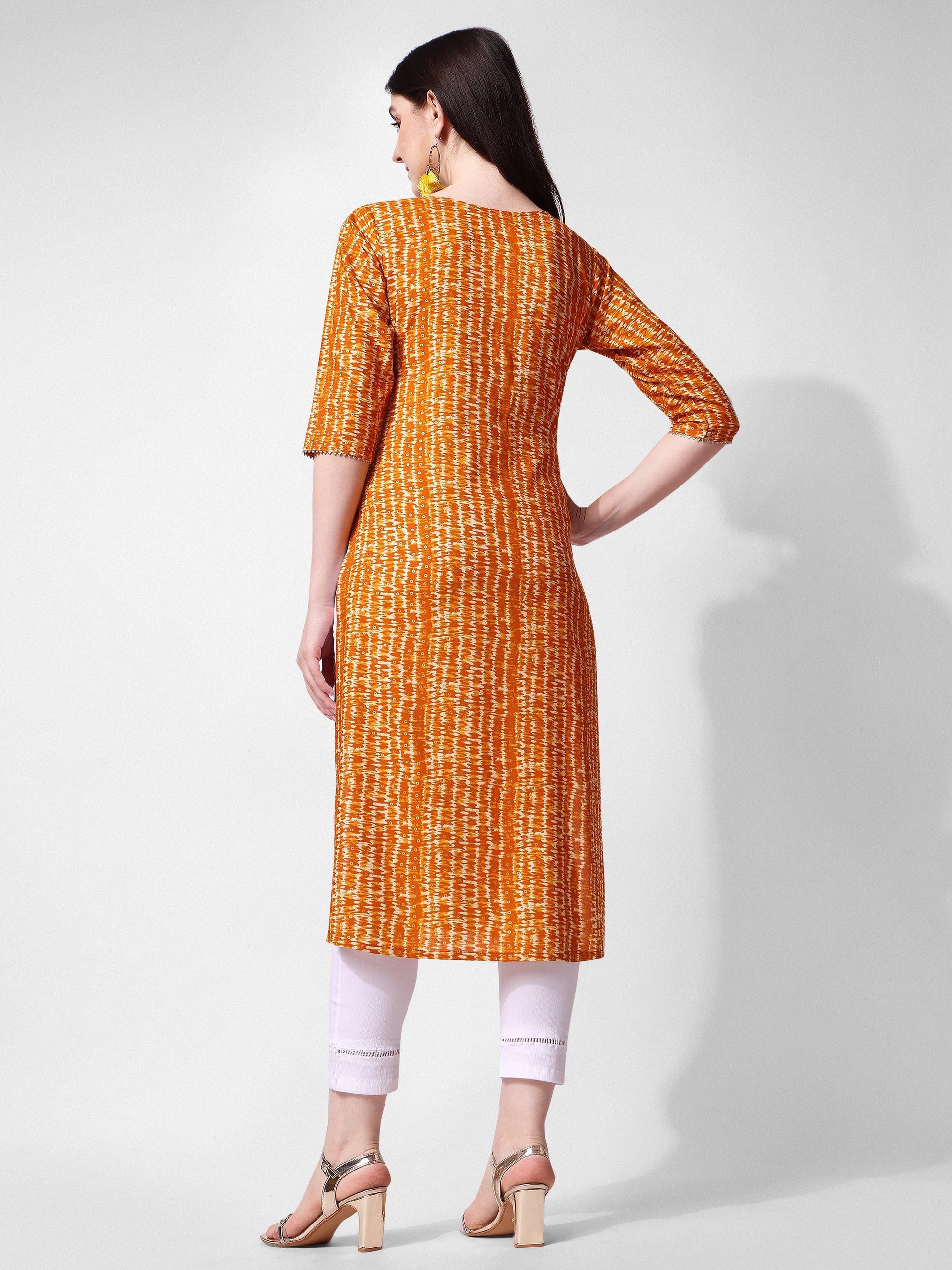 Shibori Printed And Embroidered Kurta, Multicolor - Hiral Fashion