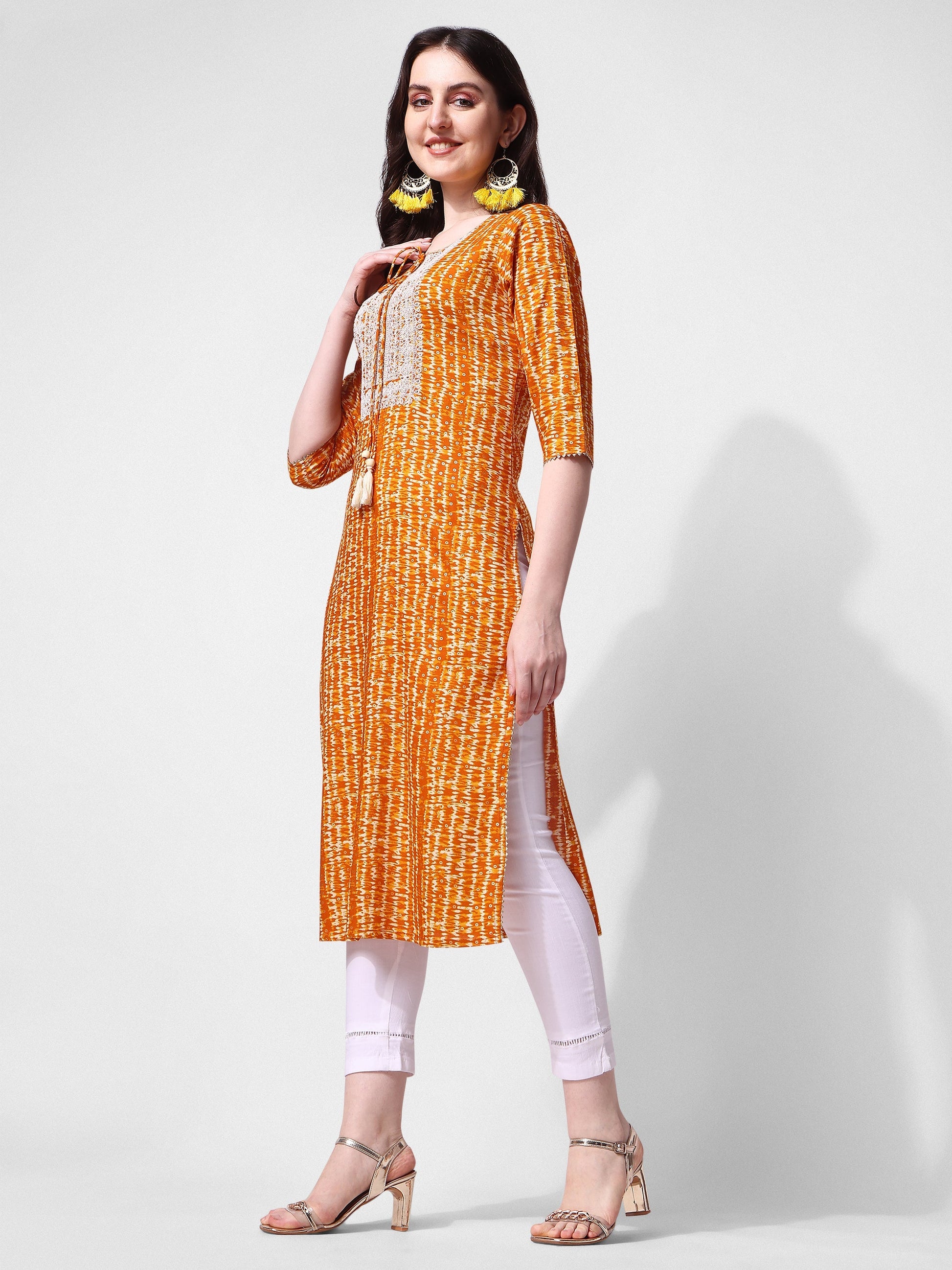 Shibori Printed And Embroidered Kurta, Multicolor - Hiral Fashion