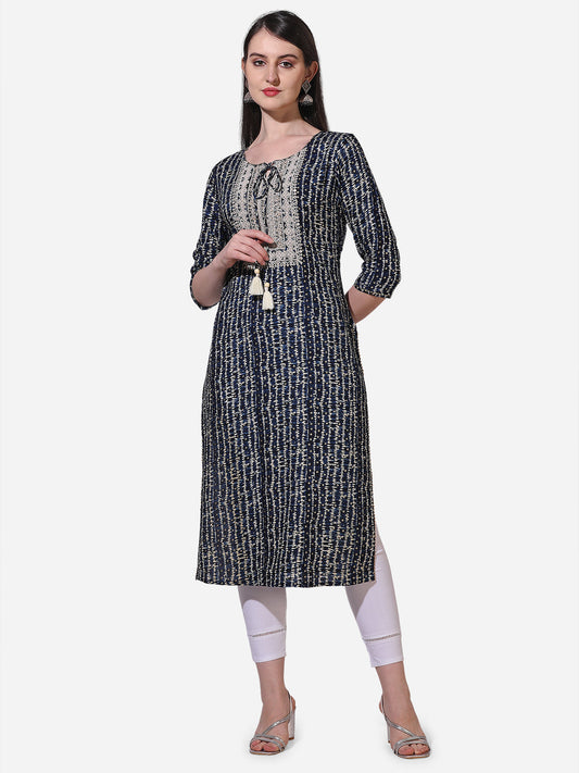 Shibori Printed And Embroidered Kurta, Multicolor - Hiral Fashion