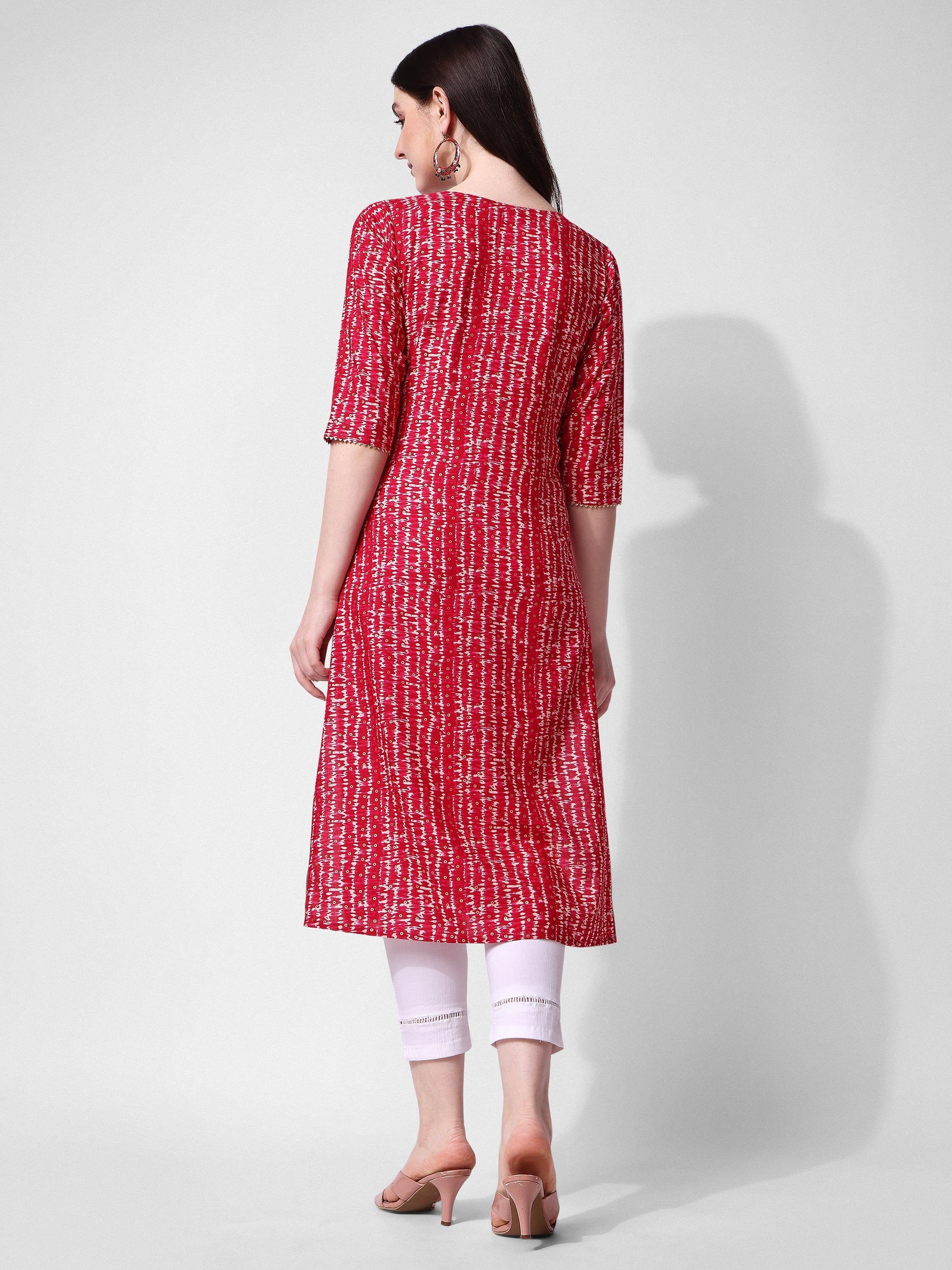 Shibori Printed And Embroidered Pink Kurta, Multicolor - Hiral Fashion