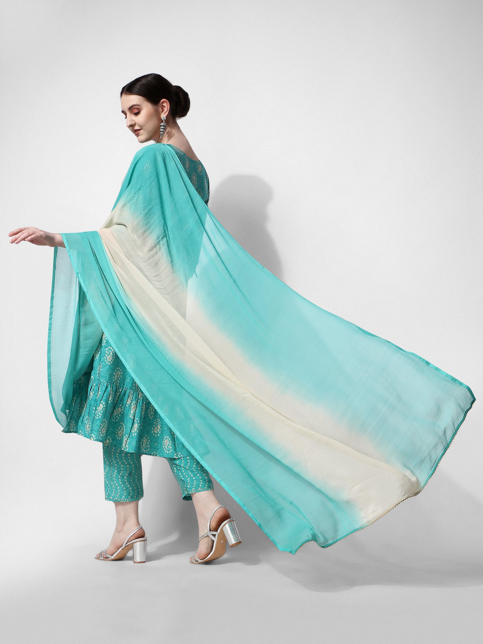 Nayra Cut Embroidered Kurta With Pant, Dupatta & Embroidered Belt Set, Multicolor - Hiral Fashion