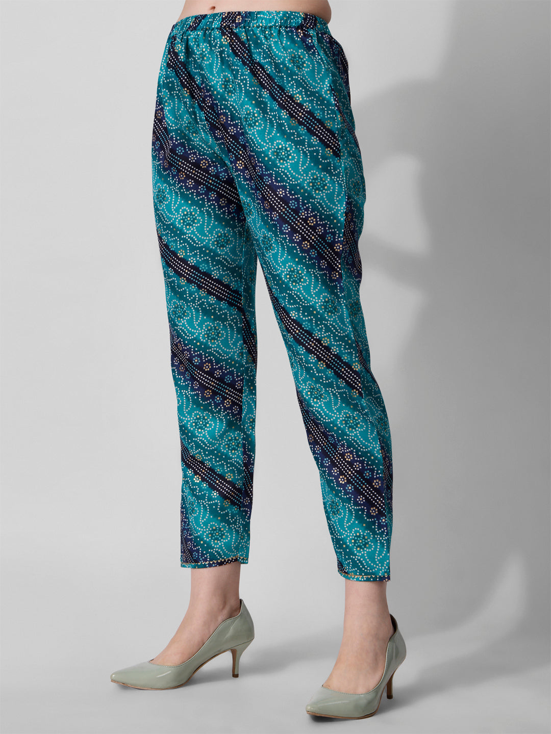 Embroidered & Printed Kurta With Pant And Dupatta Set, Multicolor - Hiral Fashion