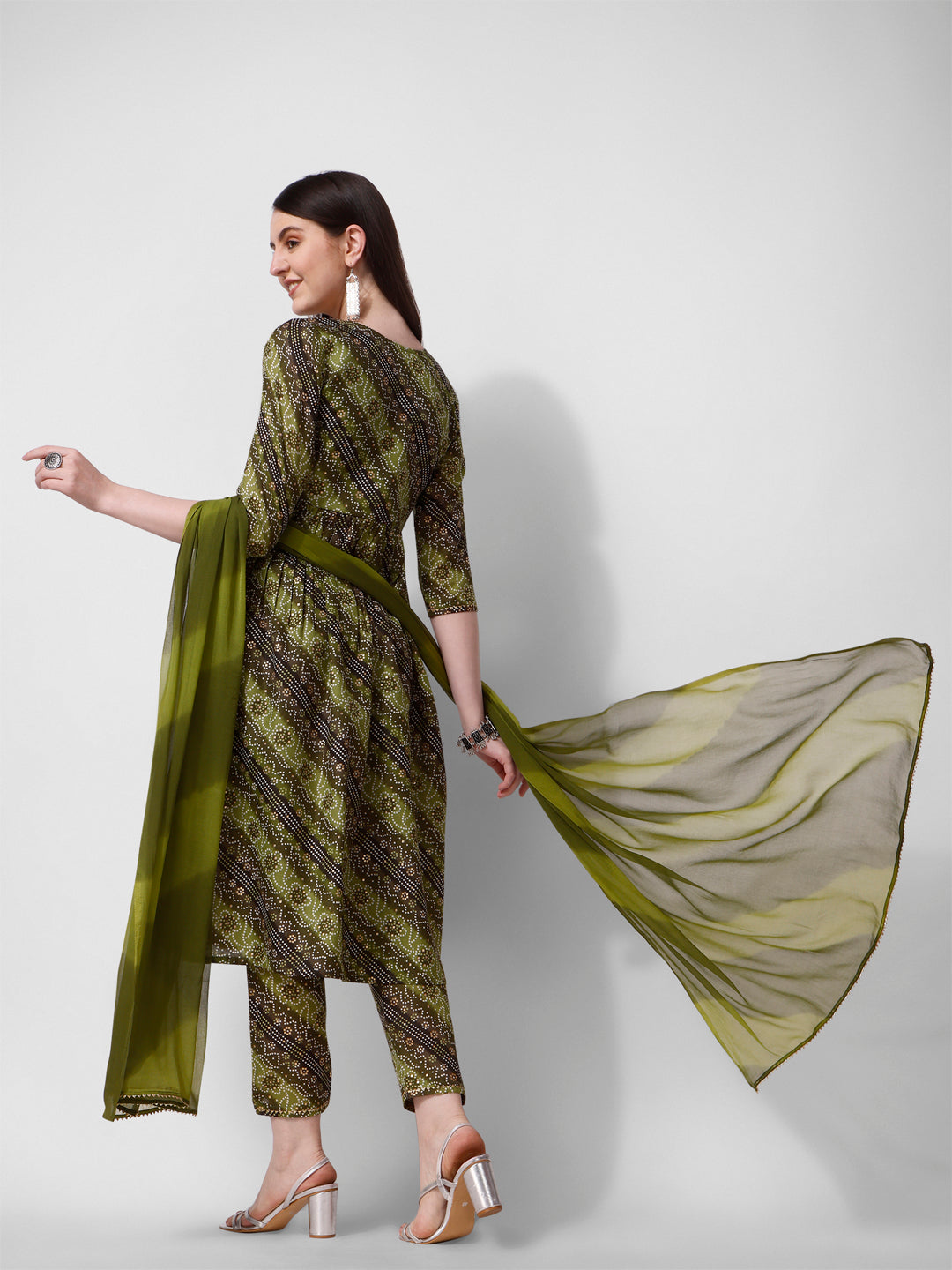 Green Printed Straight Cut Kurta With Cotton Pant Set, Multicolor - Hiral Fashion