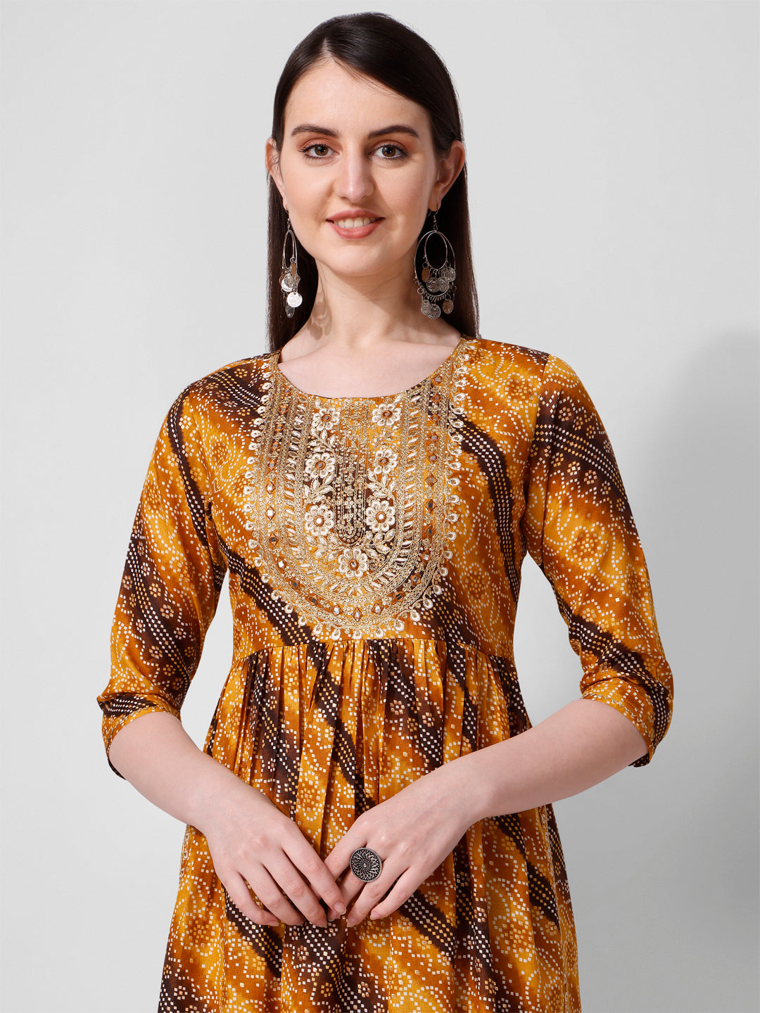 Embroidered & Printed Kurta With Pant And Dupatta Set, Multicolor - Hiral Fashion
