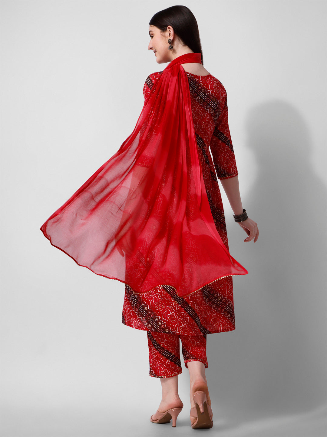 Embroidered & Printed Kurta With Pant And Dupatta Set, Multicolor - Hiral Fashion