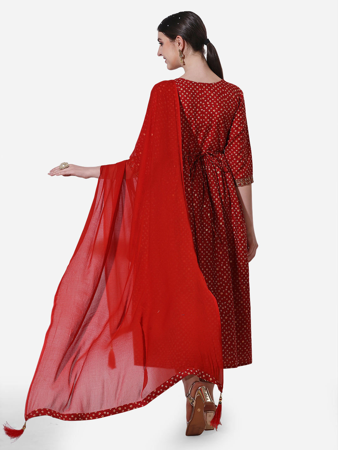 Printed & Embroidered Kurta With Pant & Dupatta Set, Multicolor - Hiral Fashion