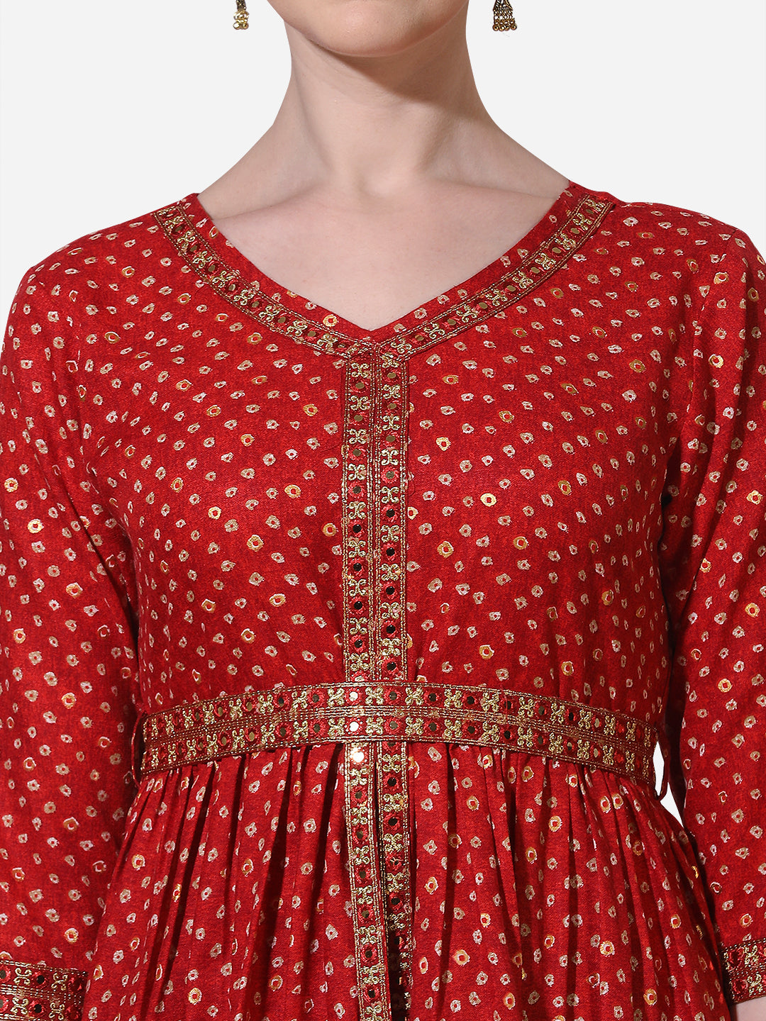 Printed & Embroidered Kurta With Pant & Dupatta Set, Multicolor - Hiral Fashion