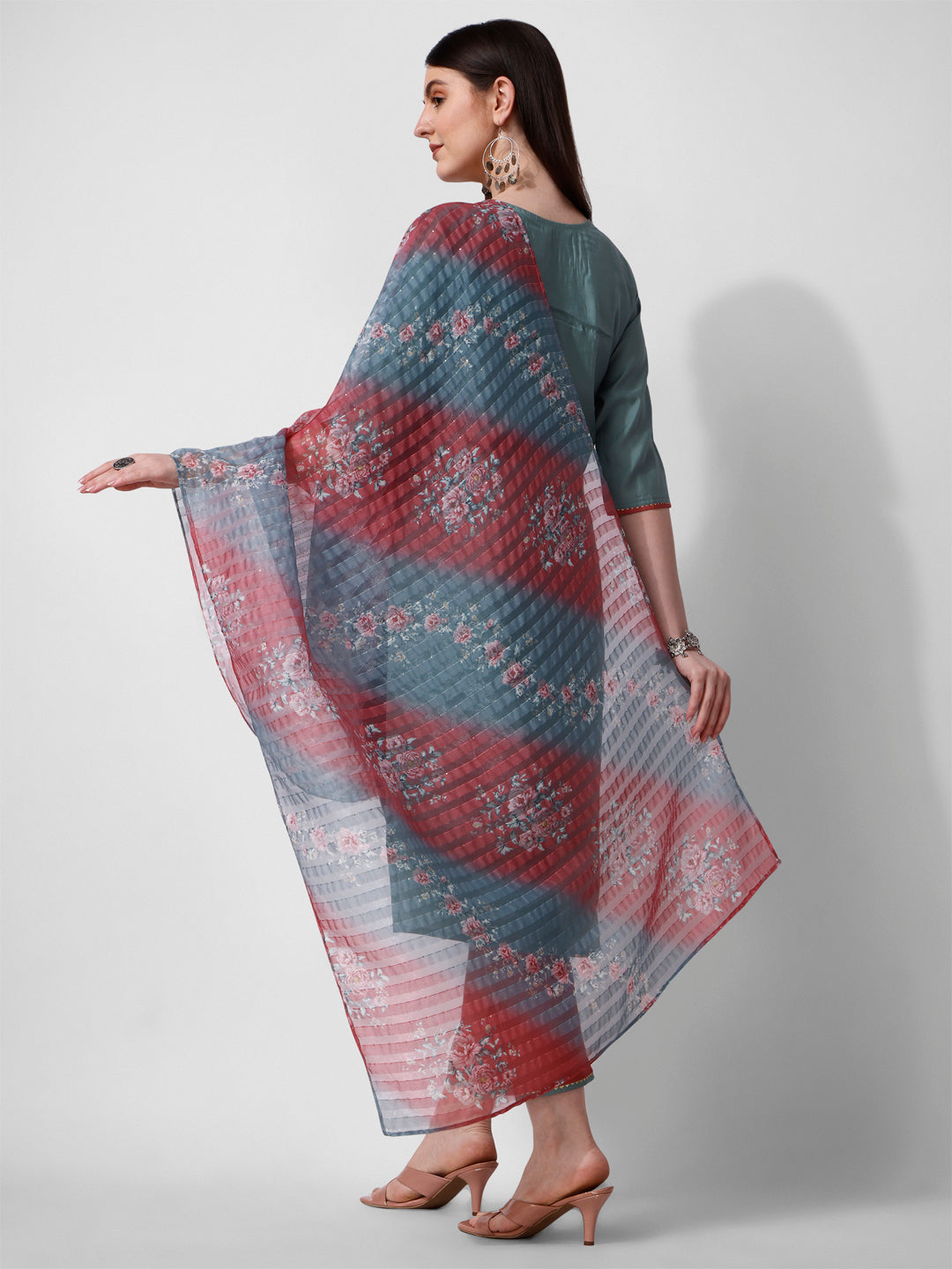 Blue Embroidered Kurta Pant & Printed Dupatta Set, Multicolor - Hiral Fashion