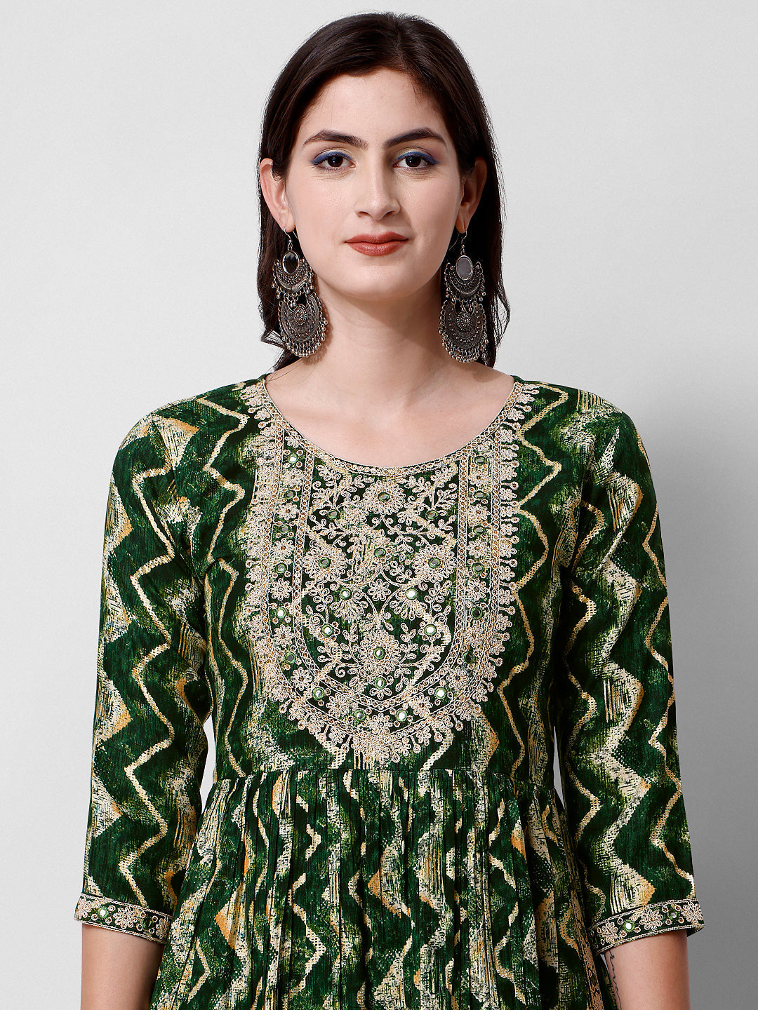 Nayra Cut Printed And Embroidered Kurta With Pant & Dupatta Set, Multicolor - Hiral Fashion