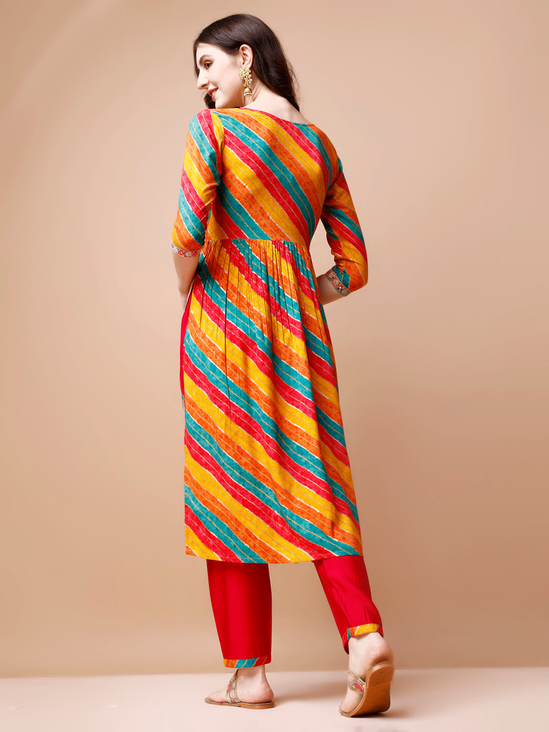 Nyra Cut Embroidered Multi Coloured Kurta With Pant & Dupatta, Multicolor - Hiral Fashion