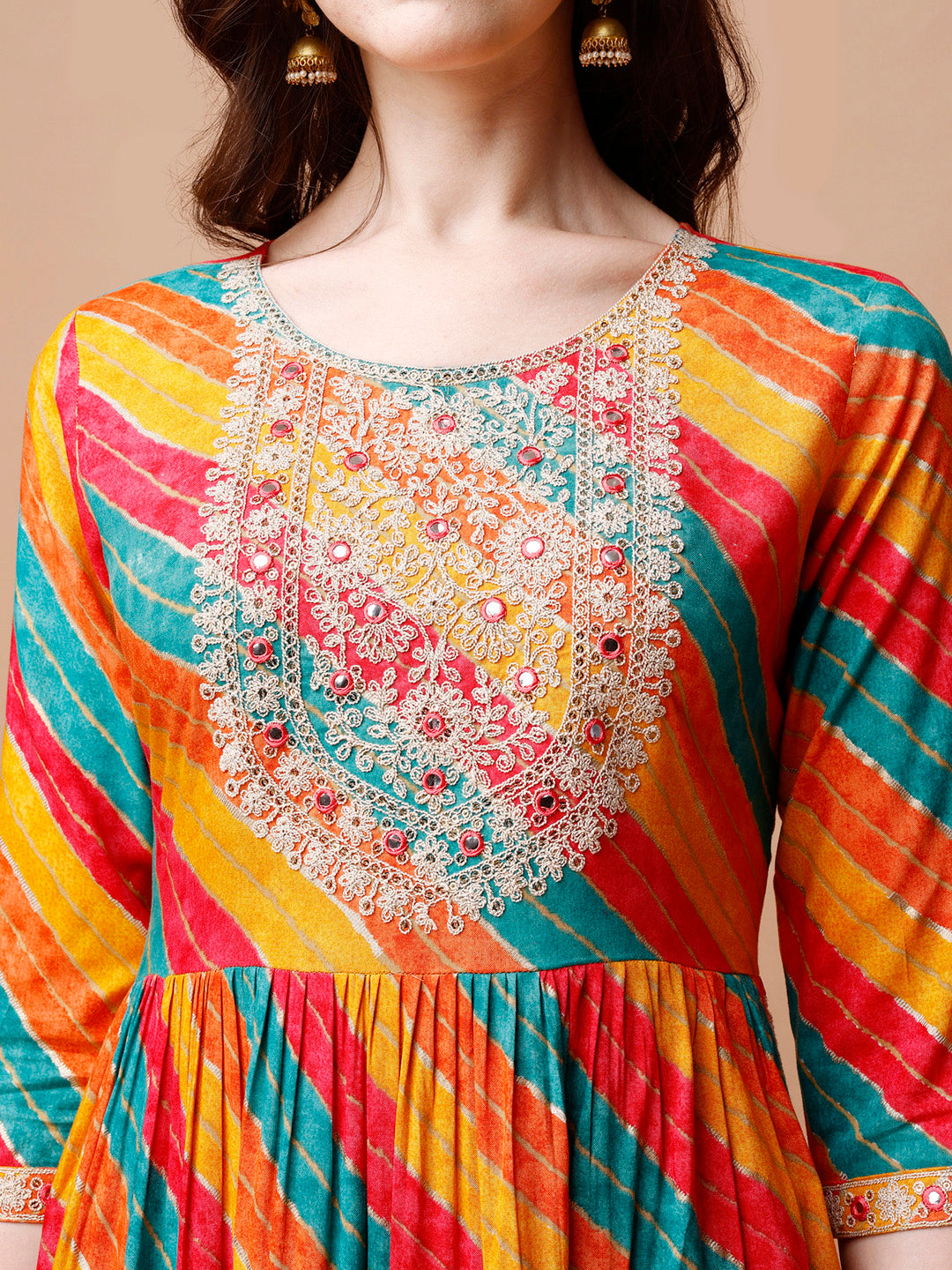 Nyra Cut Embroidered Multi Coloured Kurta With Pant & Dupatta, Multicolor - Hiral Fashion
