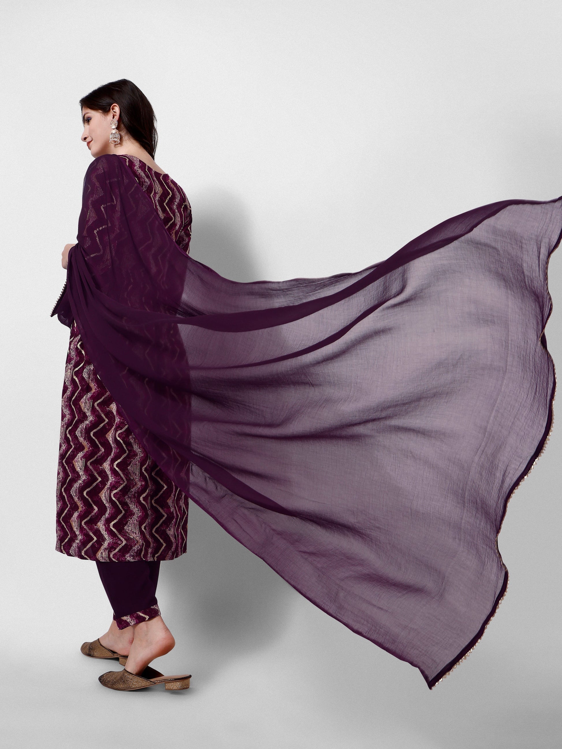 Nayra Cut Printed And Embroidered Kurta With Pant & Dupatta Set, Multicolor - Hiral Fashion