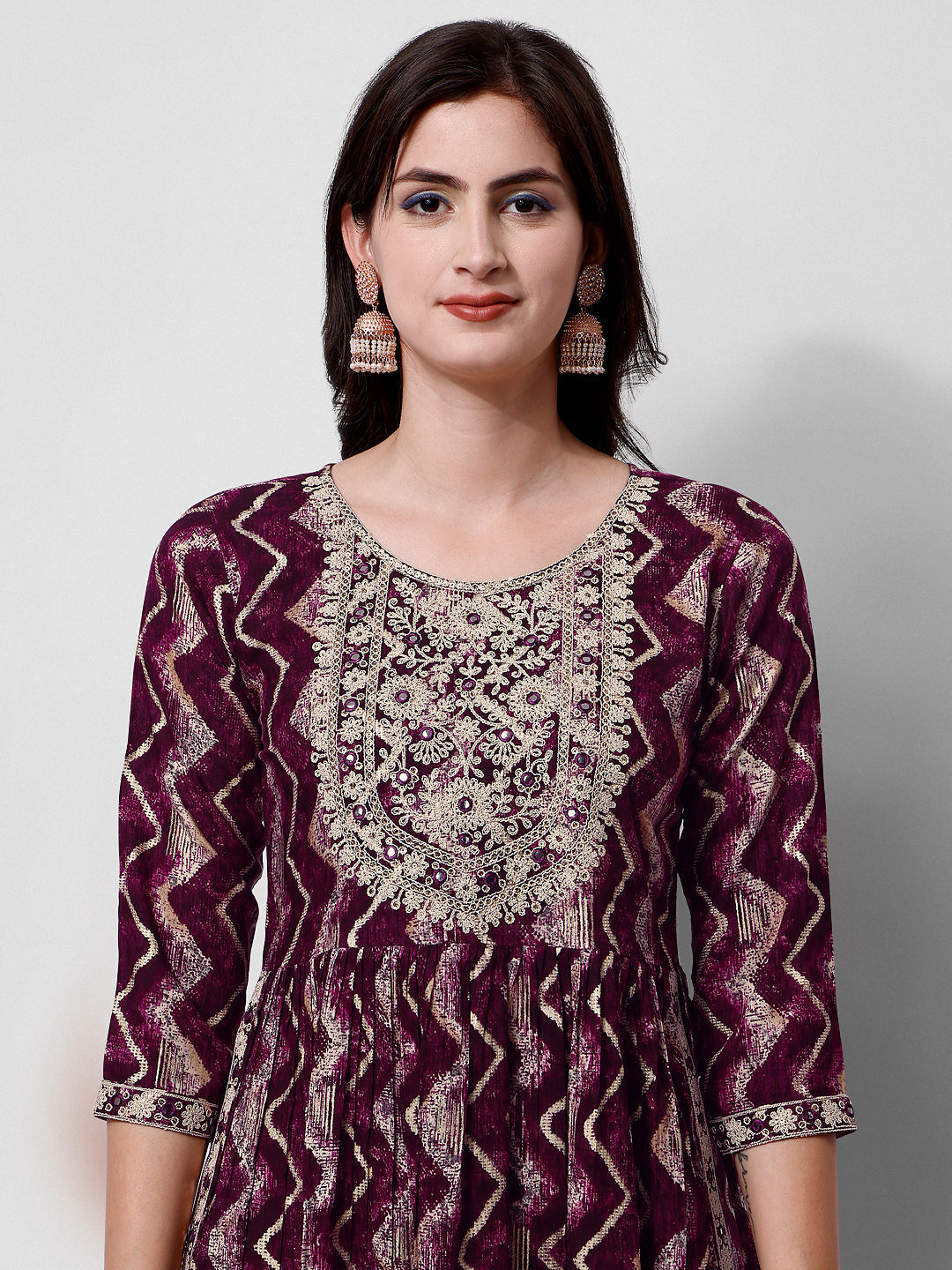 Nayra Cut Printed And Embroidered Kurta With Pant & Dupatta Set, Multicolor - Hiral Fashion
