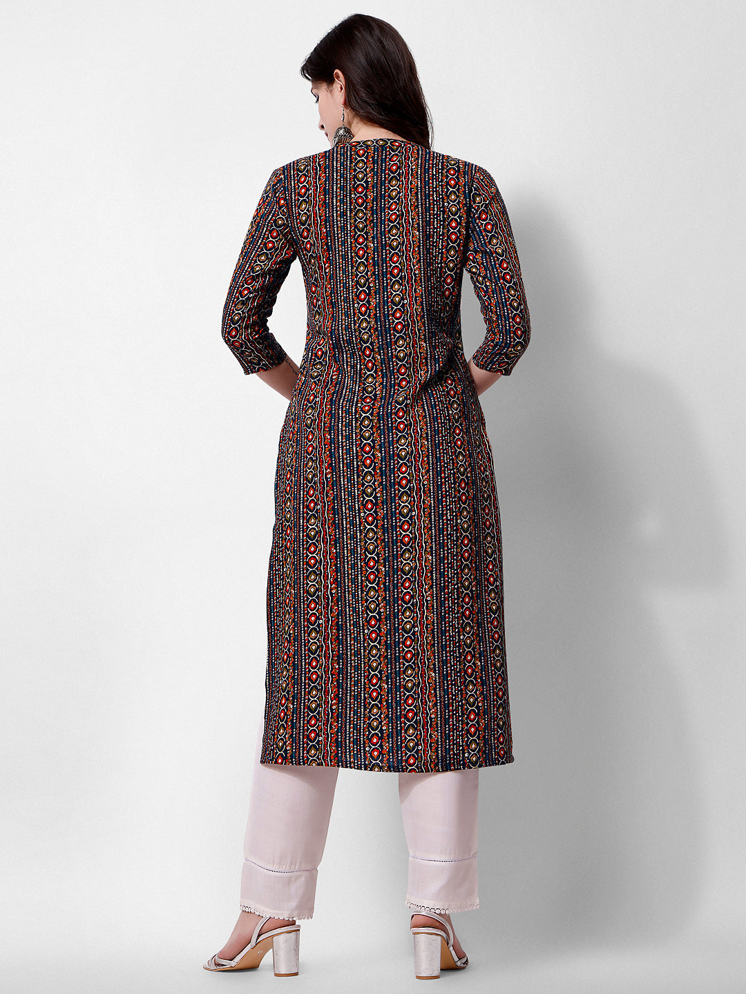 Ehtnic Motif Printed Kurta, Multicolor - Hiral Fashion