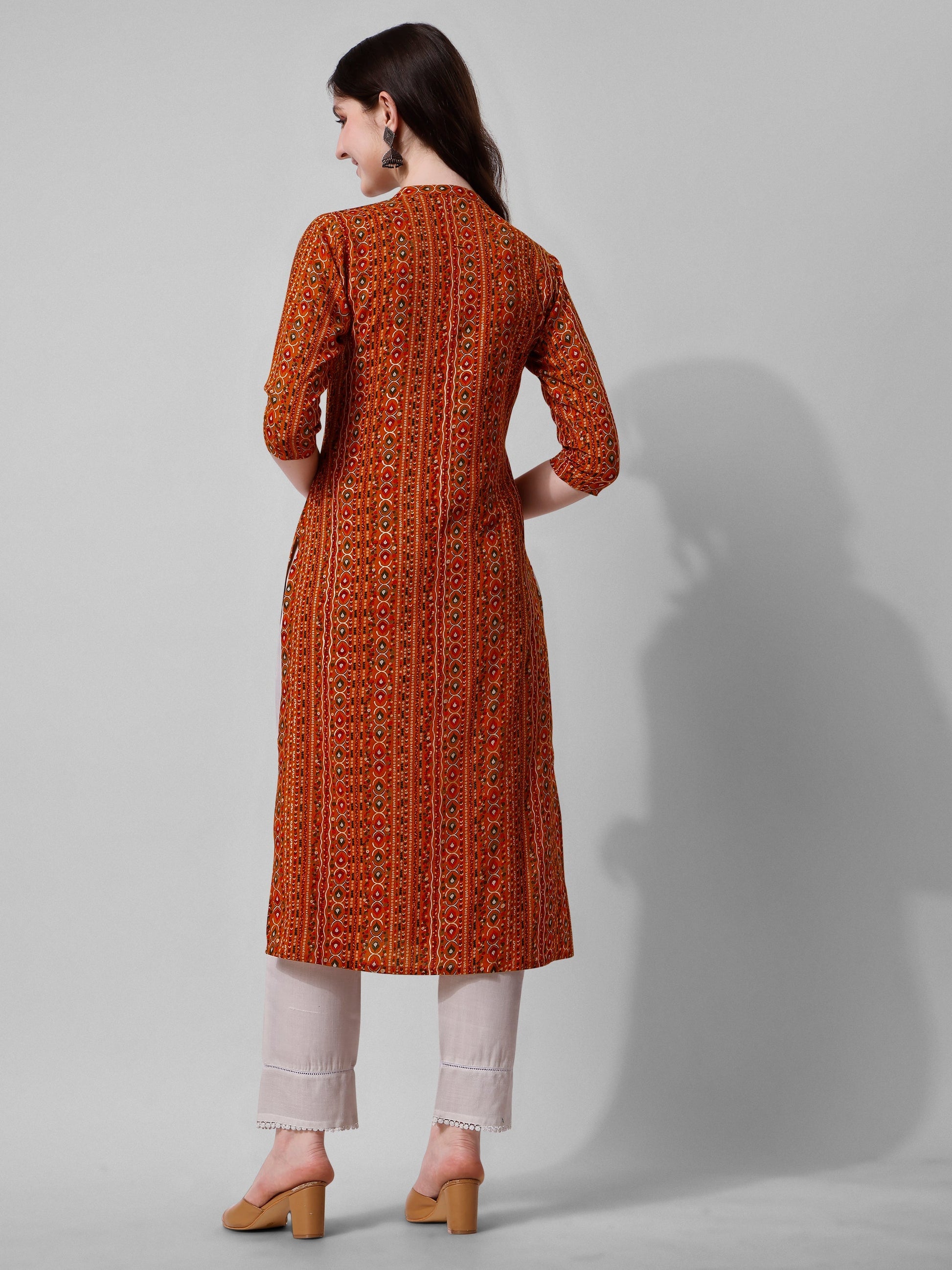 Ehtnic Motif Printed Kurta, Multicolor - Hiral Fashion
