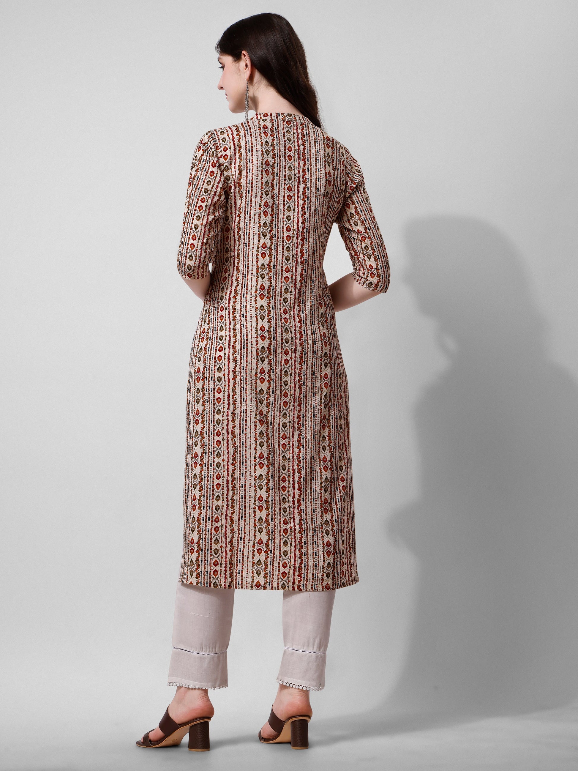 Ethnic Motif Printed Kurta, Multicolor - Hiral Fashion