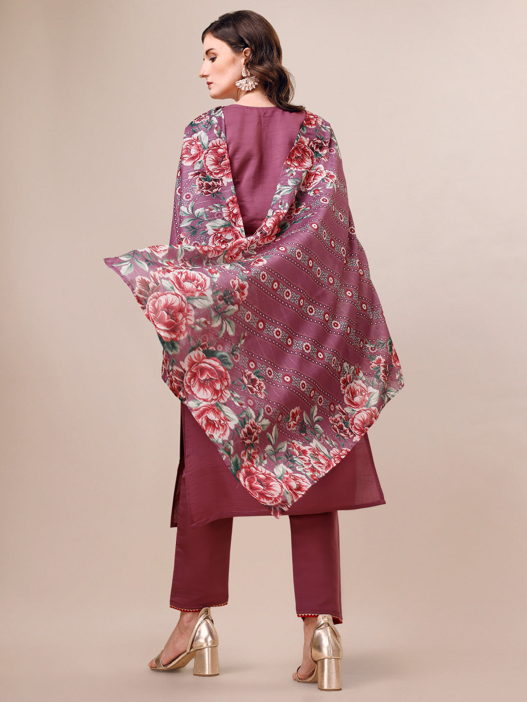 Embroidered Kurta With Pant And Dupatta Set, Multicolor - Hiral Fashion