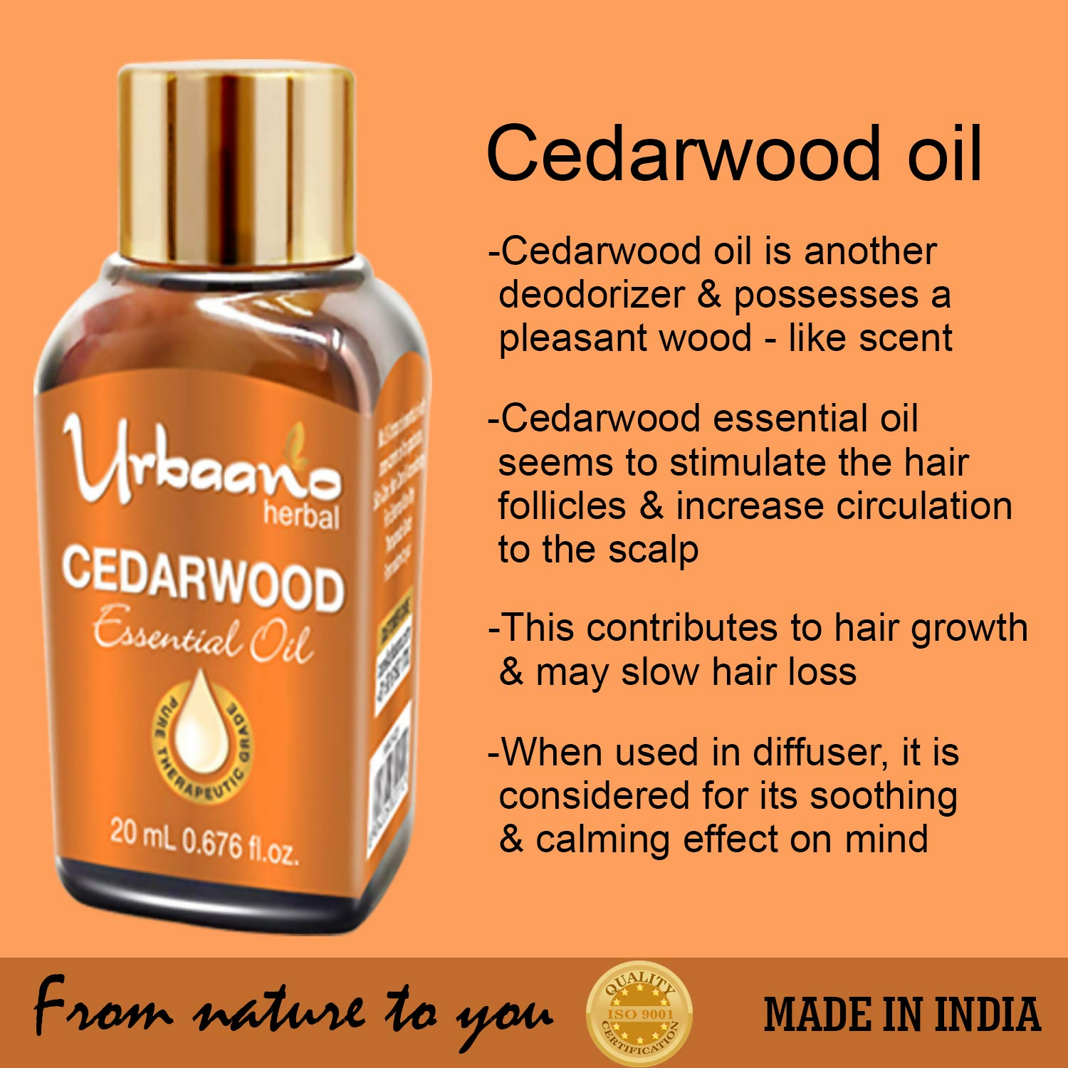 Urbaano Herbal Cedarwood Essential Oil 