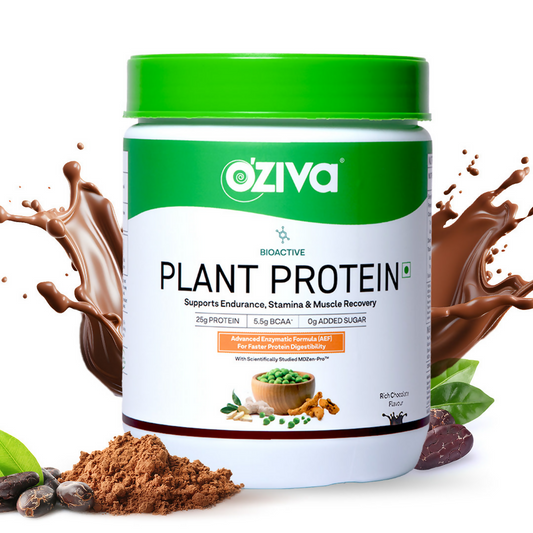 Oziva Bioactive Plant Protein Powder No Added Sugar & Better Digestion - Rich chocolate 