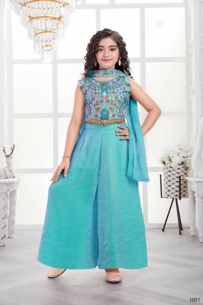 Traditional Designer Fandy Silk Sky Ethnic Fusion Wear - Anbazaar  Grab2Buy Anbazaar Grab2Buy