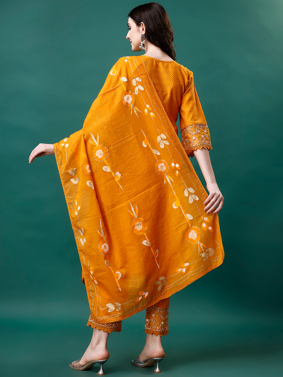 Embroidered Kurta With Pant & Embroidered Printed Dupatta, Multicolor - Hiral Fashion