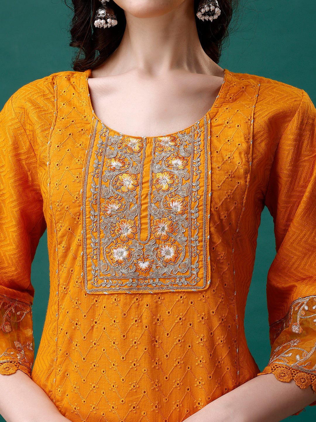 Embroidered Kurta With Pant & Embroidered Printed Dupatta, Multicolor - Hiral Fashion