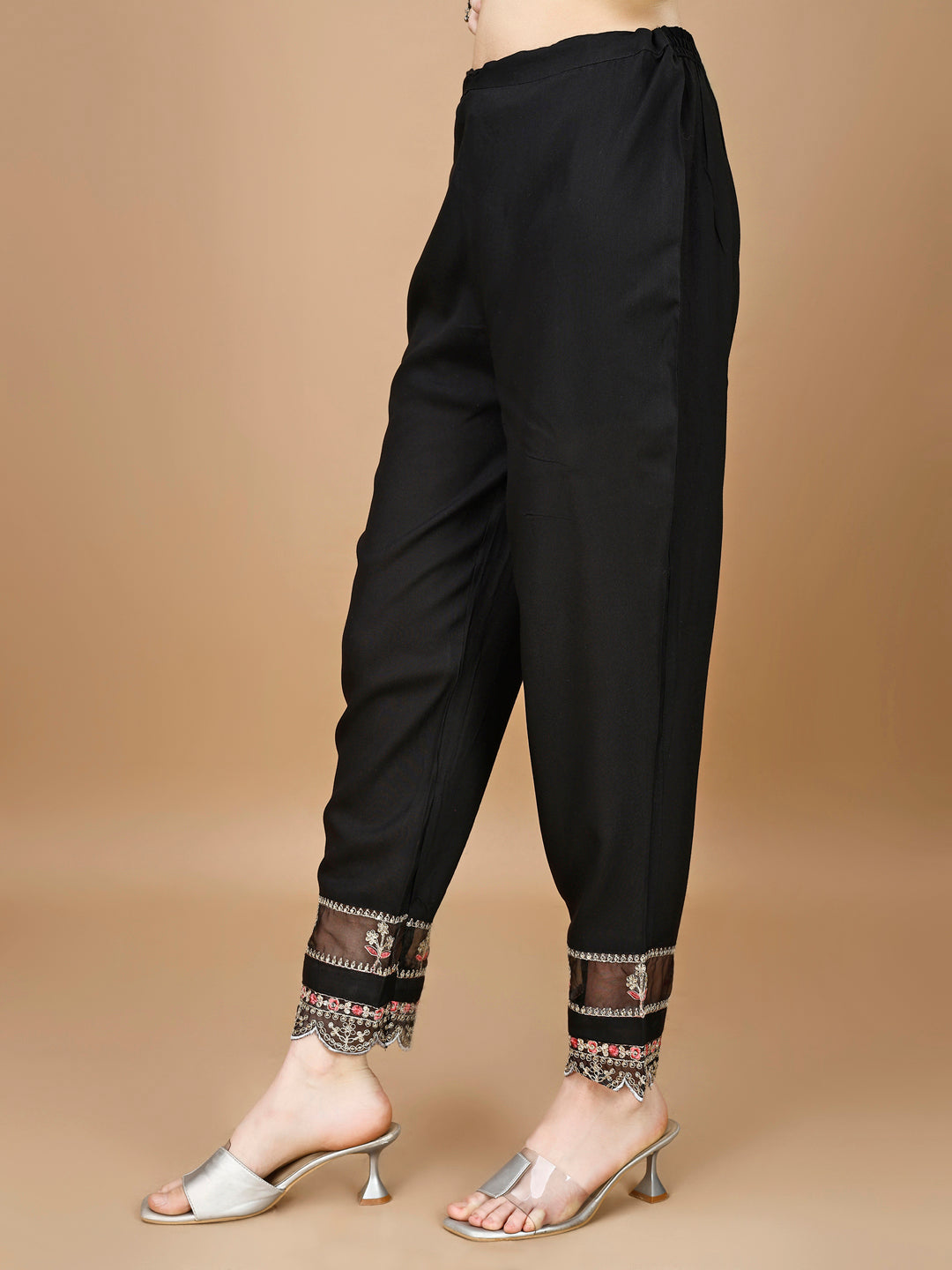 Floral Printed & Embroidered Anarkali Kurta With Embroidered Pant & Dupatta Premium Luxury, Multicolor - Hiral Fashion
