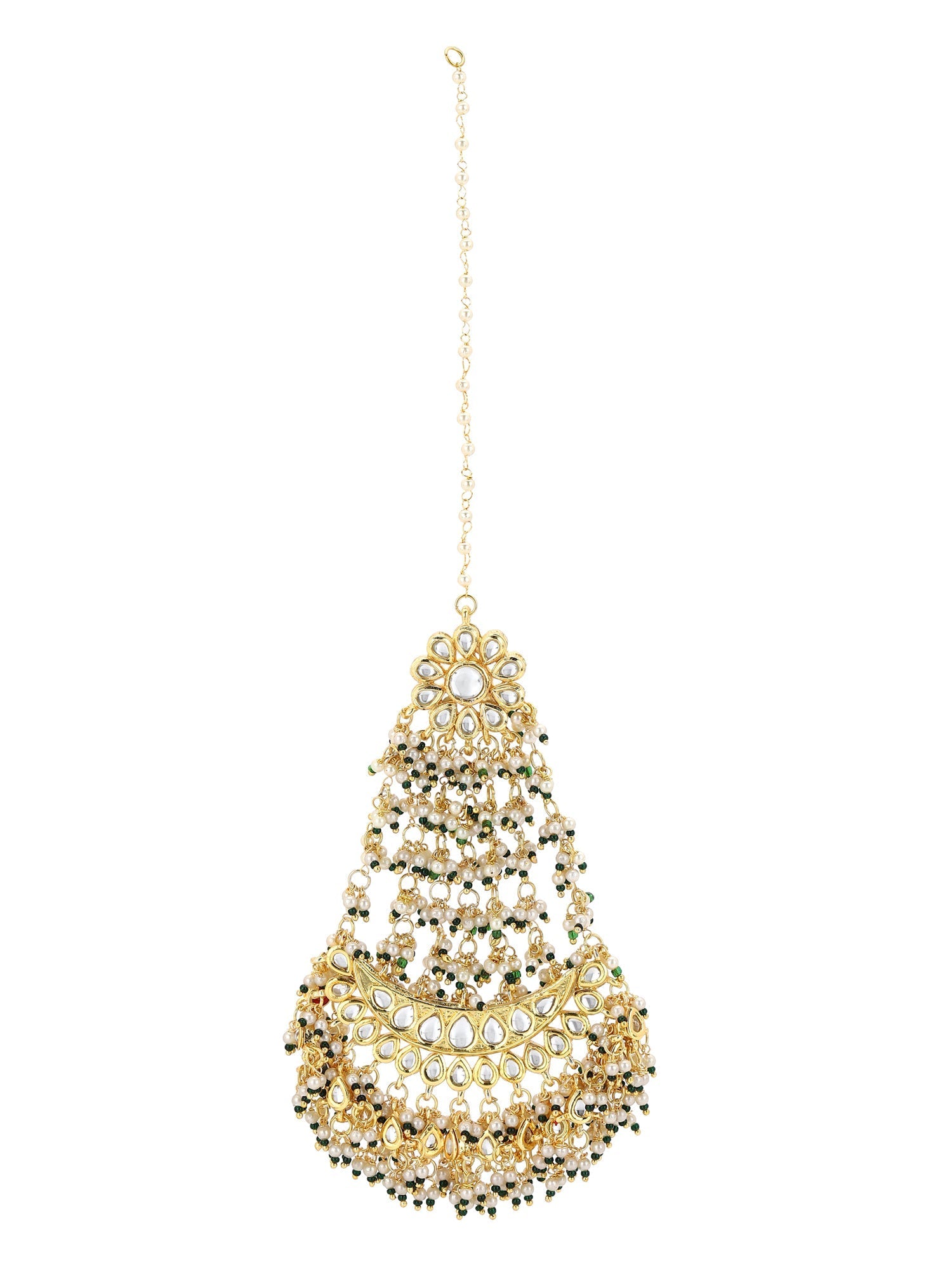 Green Contemporary Gold Plated Chandbalis Earrings - Ruby Raang - Grab2buy