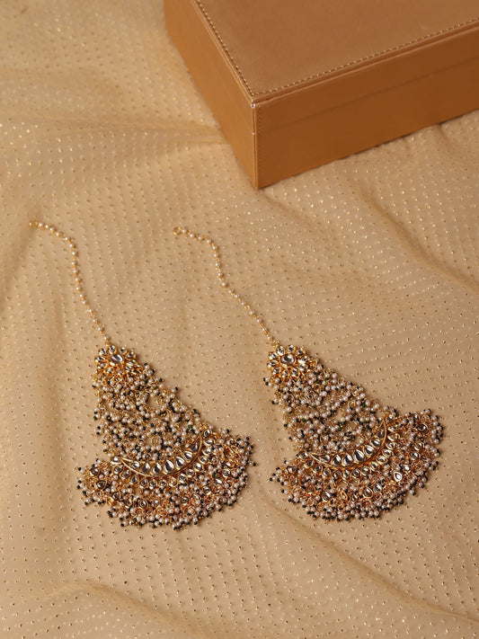 Green Contemporary Gold Plated Chandbalis Earrings - Ruby Raang - Grab2buy